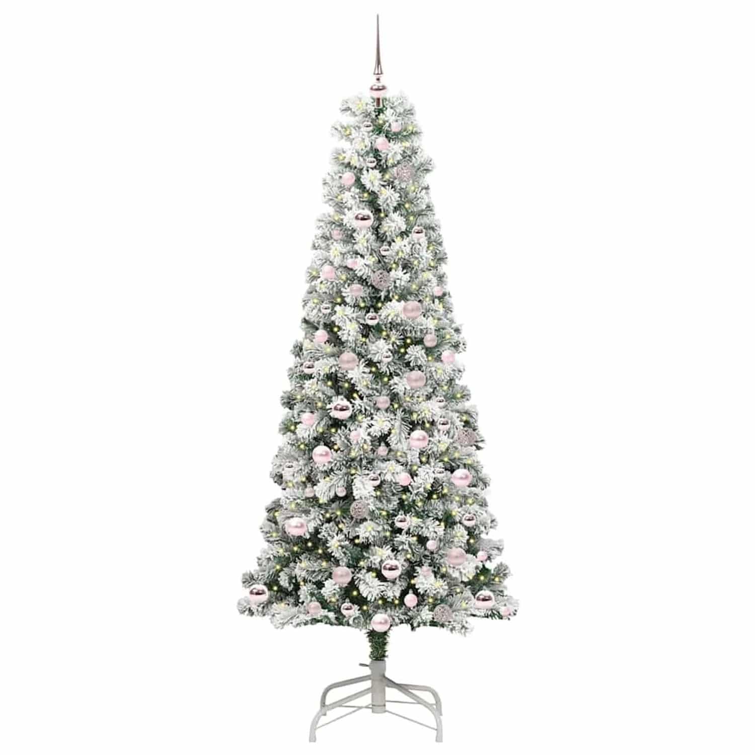 vidaXL Künstlicher Klappbarer Weihnachtsbaum Grün und Weiß 210 cm 3395606