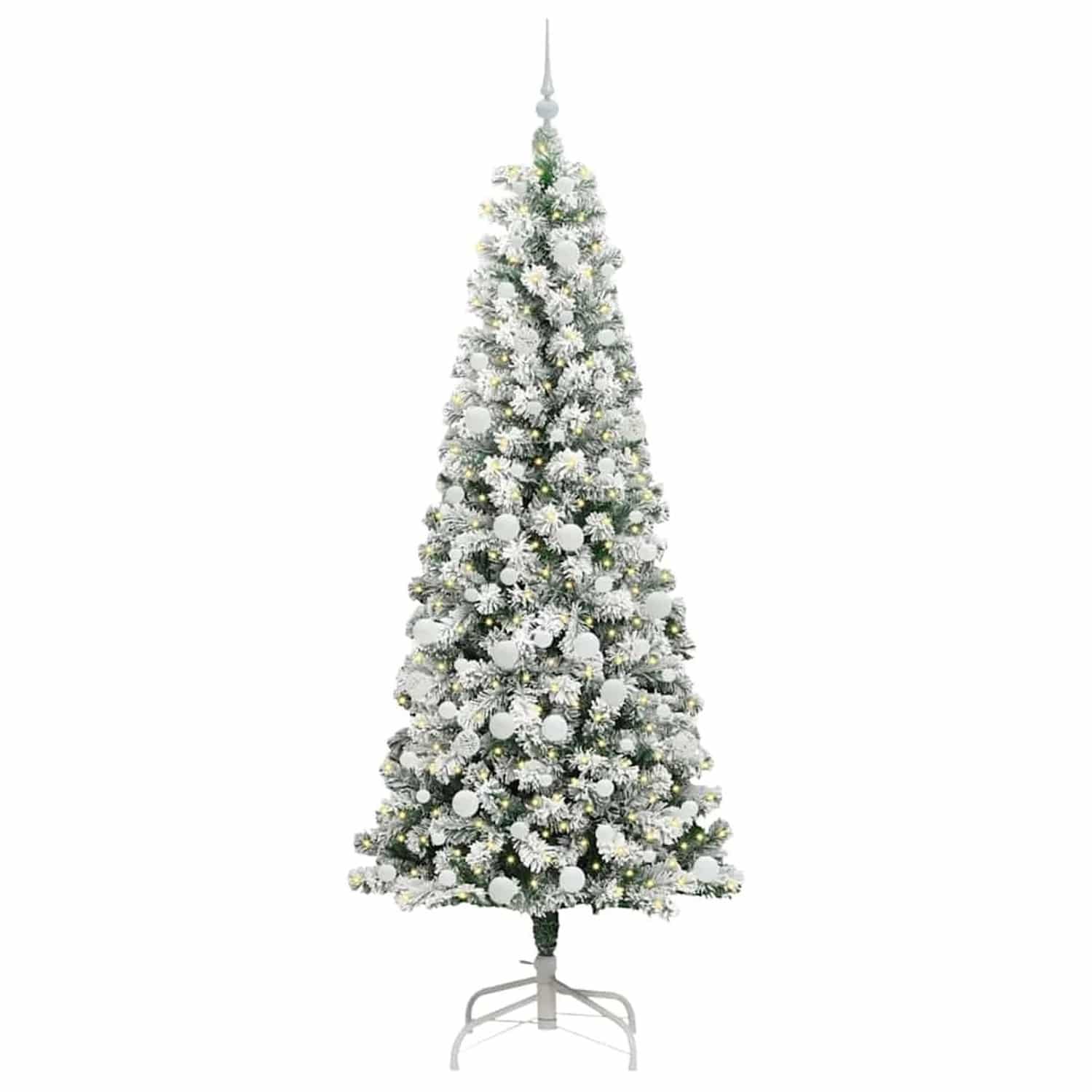 vidaXL Künstlicher Klappbarer Weihnachtsbaum Grün und Weiß 210 cm 3395607
