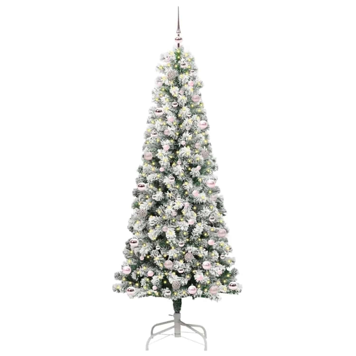 vidaXL Künstlicher Klappbarer Weihnachtsbaum Grün und Weiß 240 cm 3395615