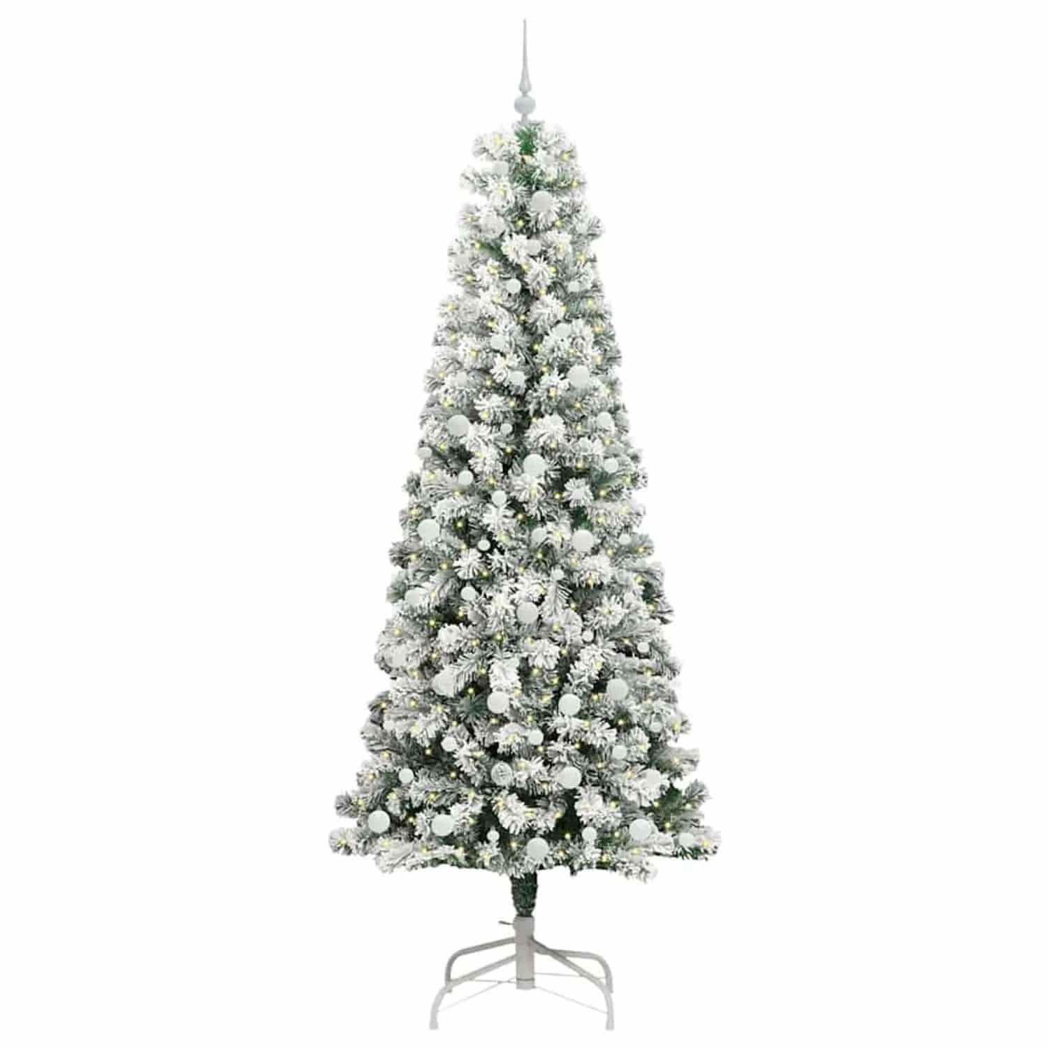 vidaXL Künstlicher Klappbarer Weihnachtsbaum Grün und Weiß 240 cm 3395616