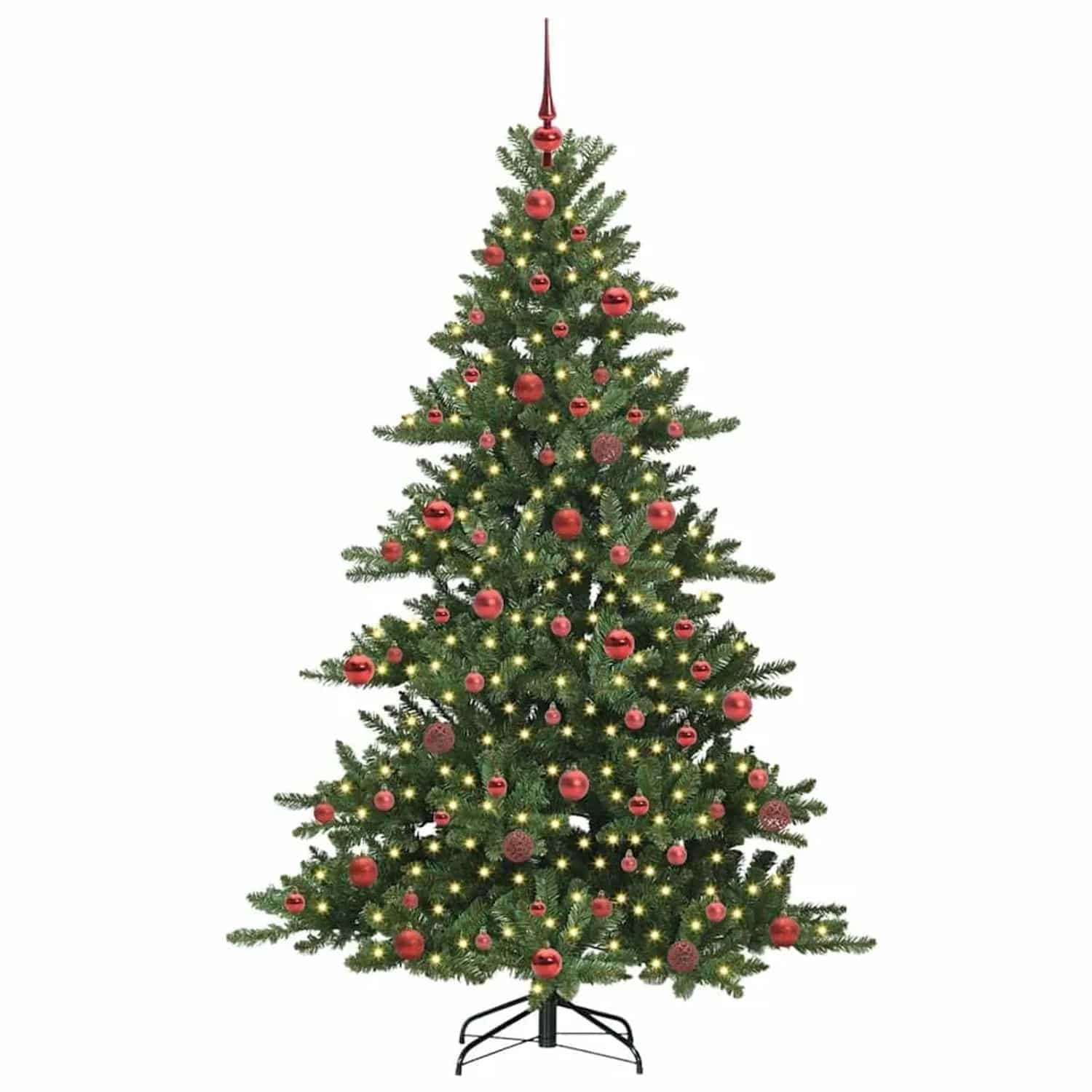 vidaXL Künstlicher Klappbarer Weihnachtsbaum mit 300 LEDs 180 cm PVC 3397666
