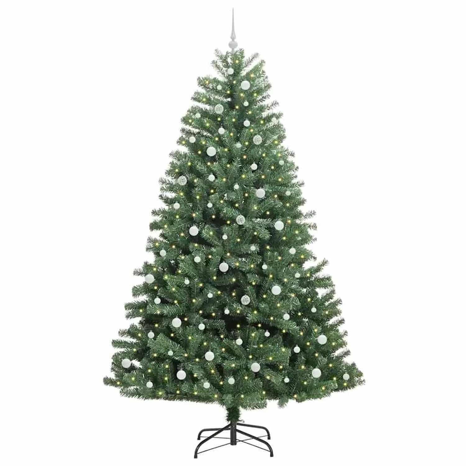 vidaXL Künstlicher Klappbarer Weihnachtsbaum mit 300 LEDs Grün 240 cm 3395508