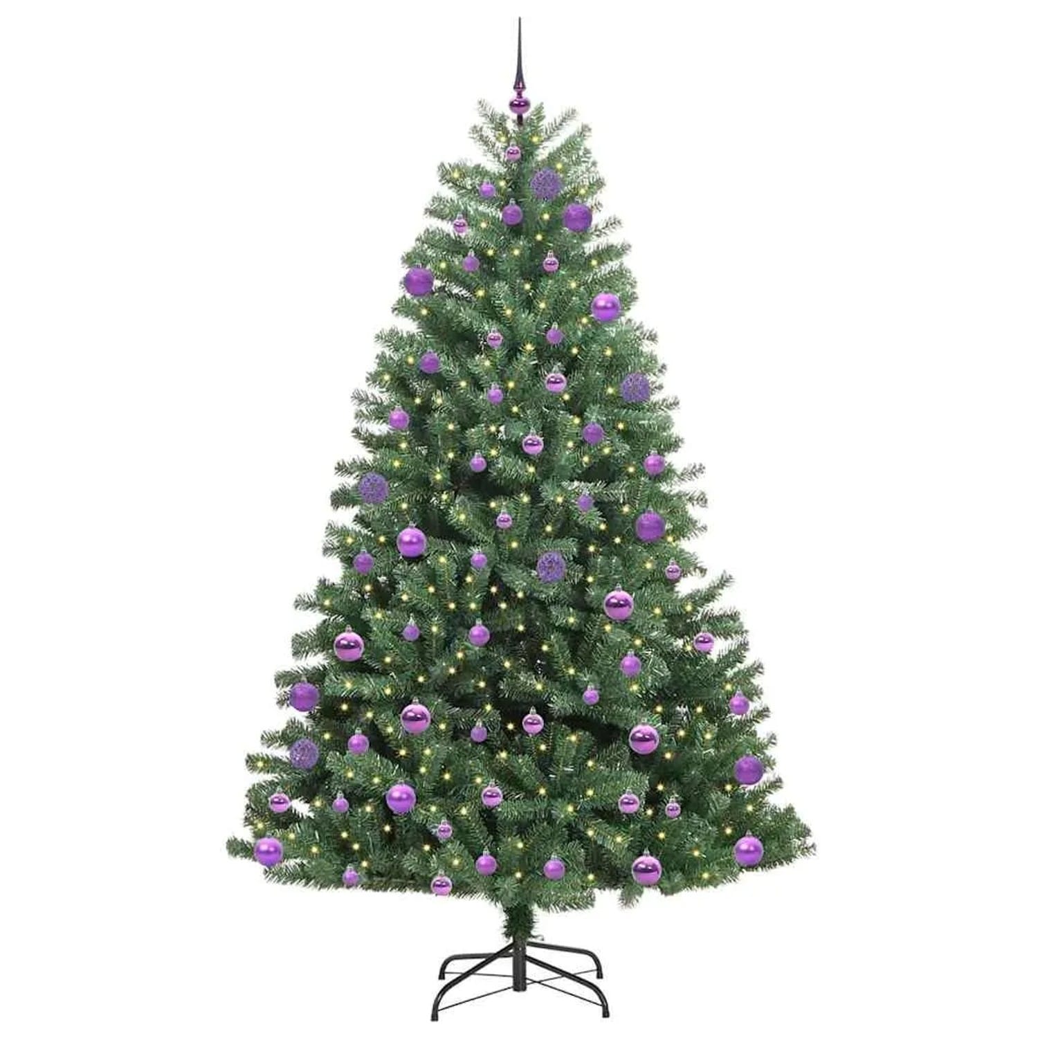 vidaXL Künstlicher Klappbarer Weihnachtsbaum mit 300 LEDs Grün 240 cm 3395511
