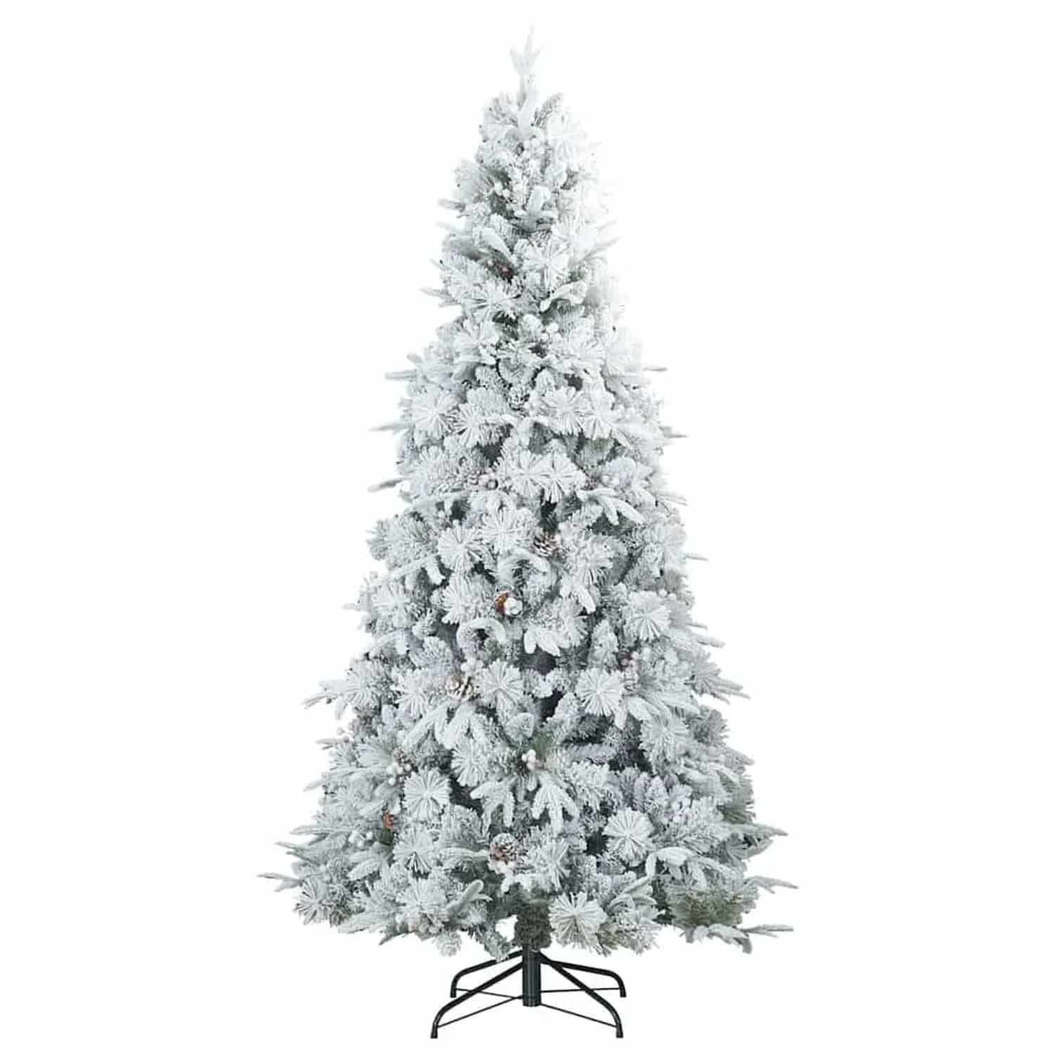 vidaXL Künstlicher Scharnier-Weihnachtsbaum Shneebedeckt Weiß 210 cm 42019309