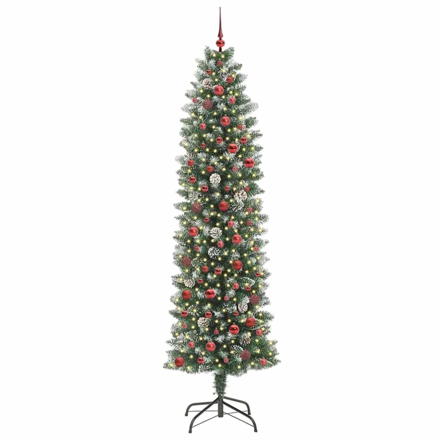 vidaXL Künstlicher Schlanker Weihnachtsbaum Grün und Weiß 240 cm 3395317