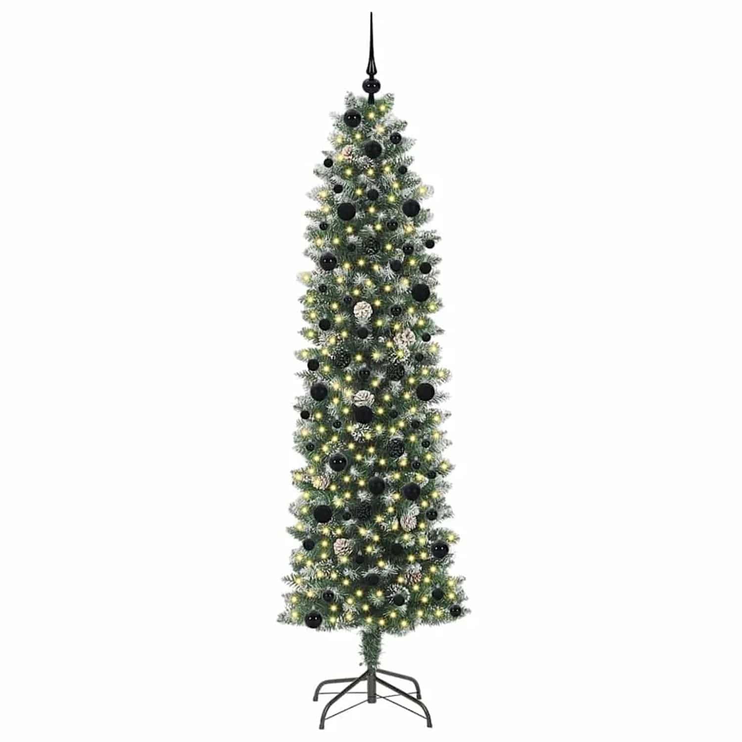 vidaXL Künstlicher Schlanker Weihnachtsbaum Grün und Weiß 240 cm 3395318