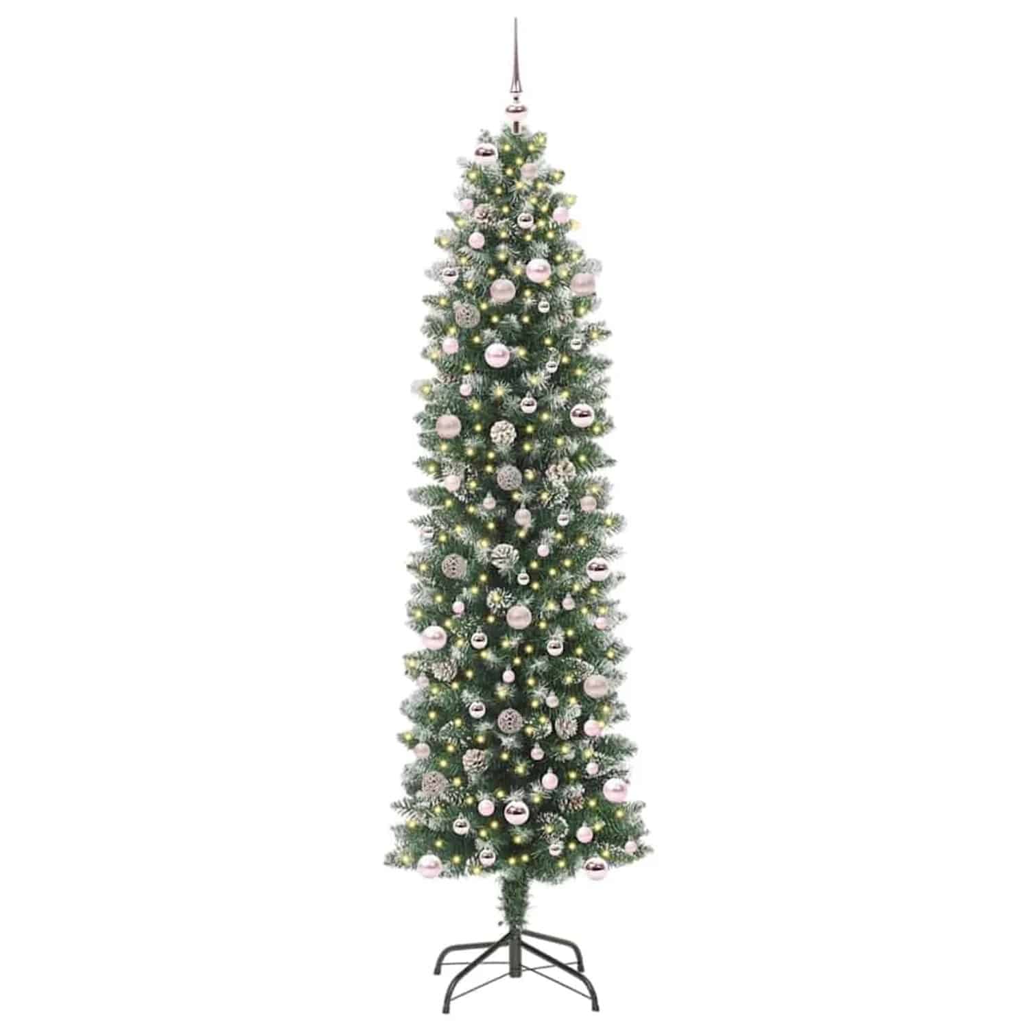 vidaXL Künstlicher Schlanker Weihnachtsbaum Grün und Weiß 240 cm 3395319