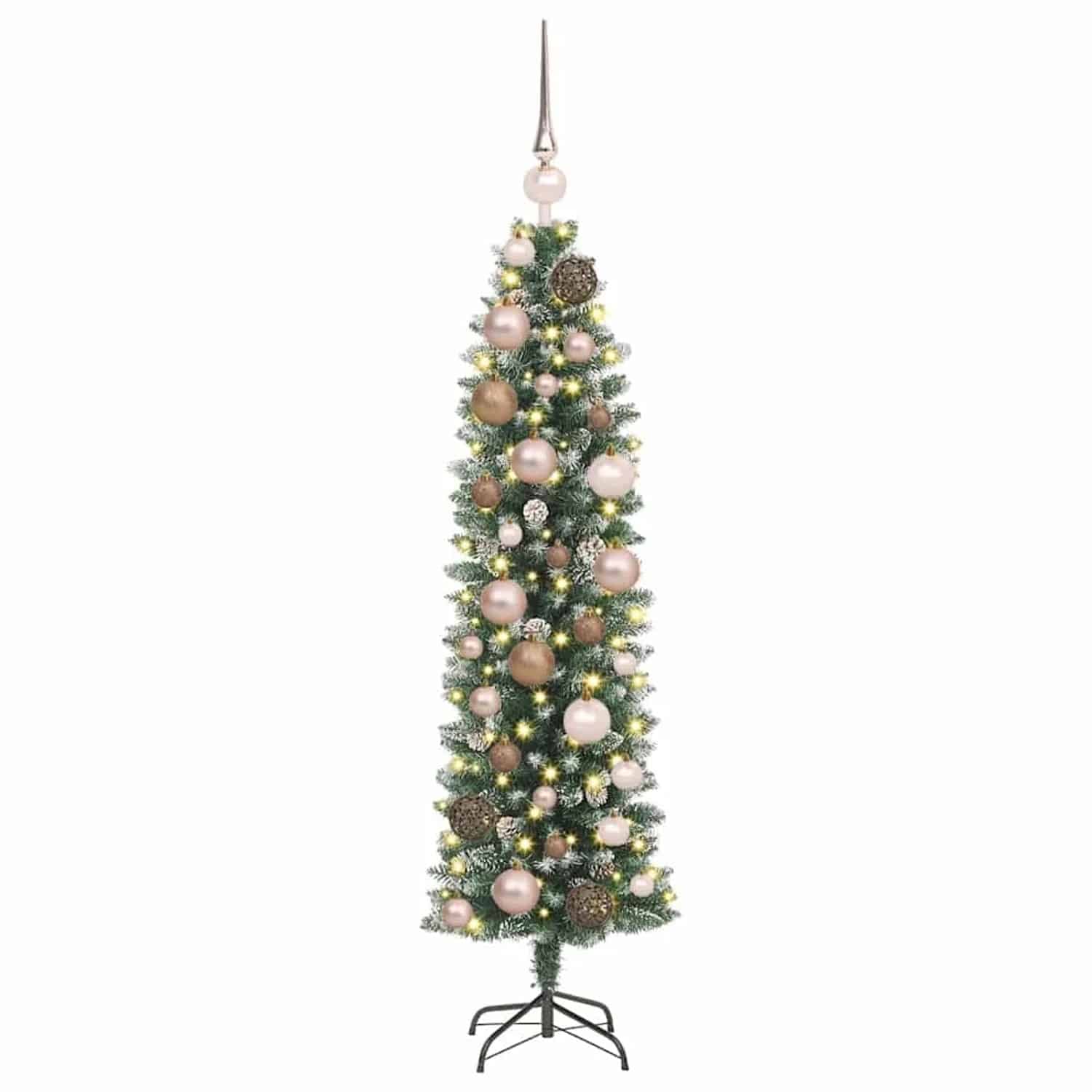 vidaXL Künstlicher Schlanker Weihnachtsbaum mit 150 LEDs Grün 120 cm 3395267