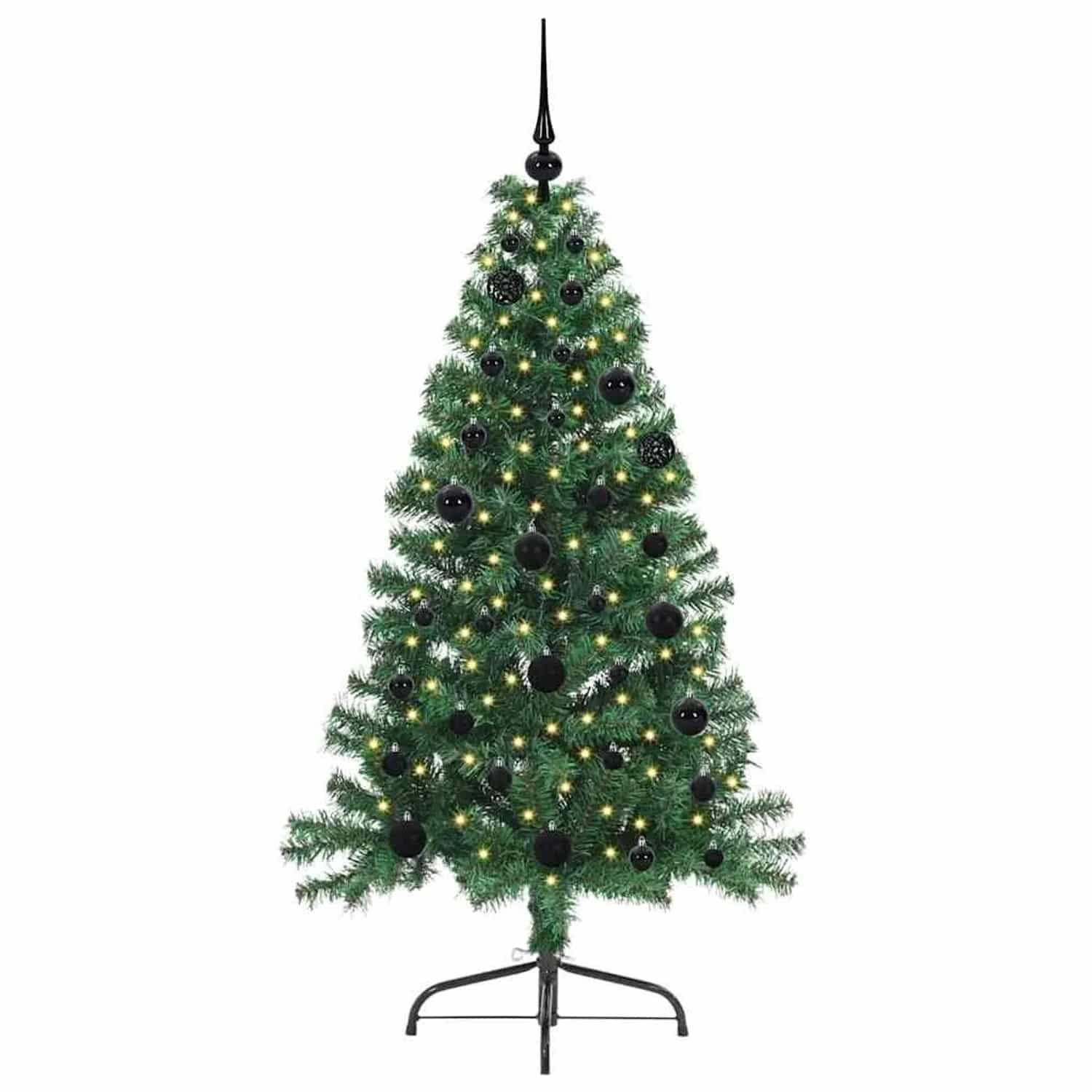 vidaXL Künstlicher Vorbeleuchteter Weihnachtsbaum Grün 150 cm PVC 3396999