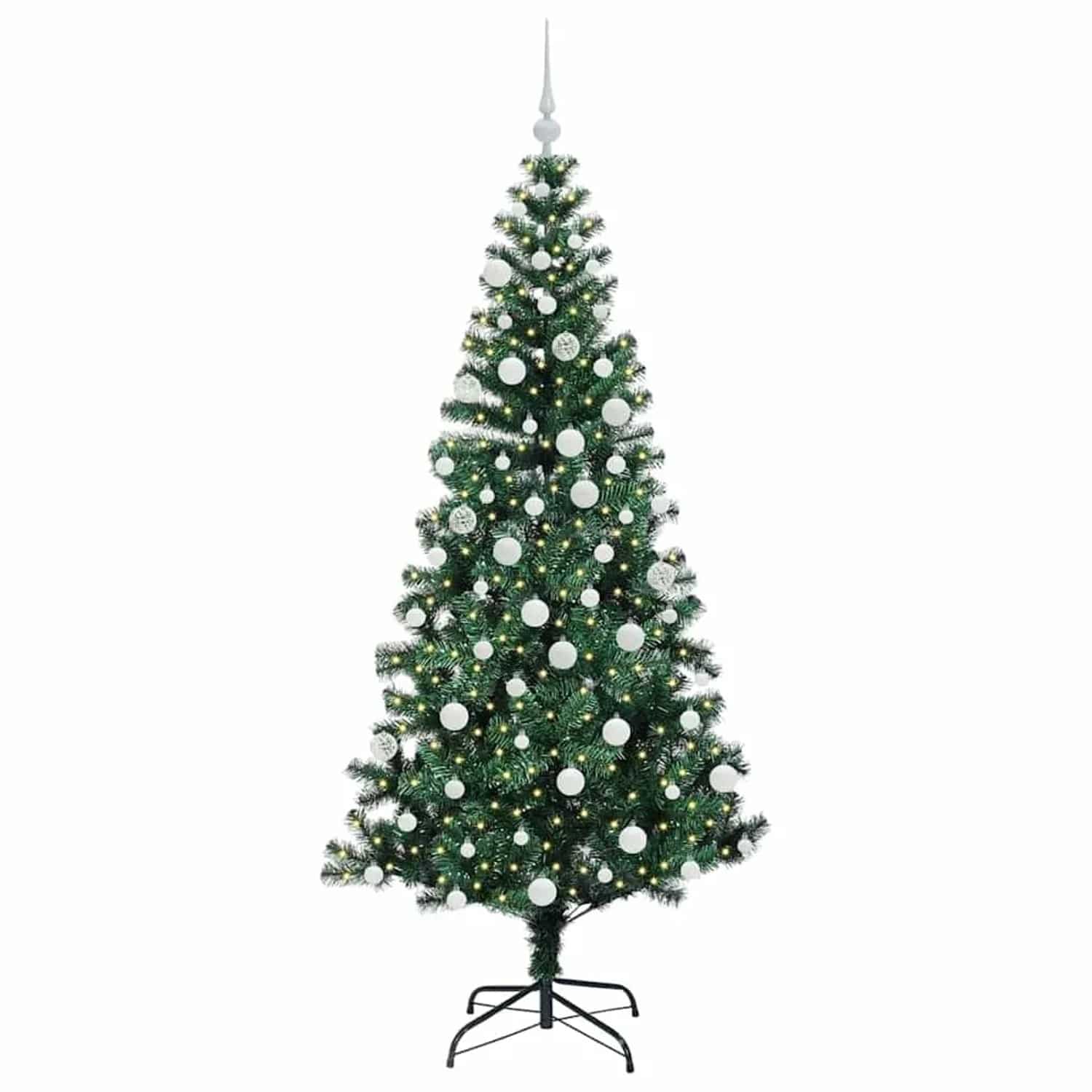 vidaXL Künstlicher Vorbeleuchteter Weihnachtsbaum Grün 180 cm 3396765