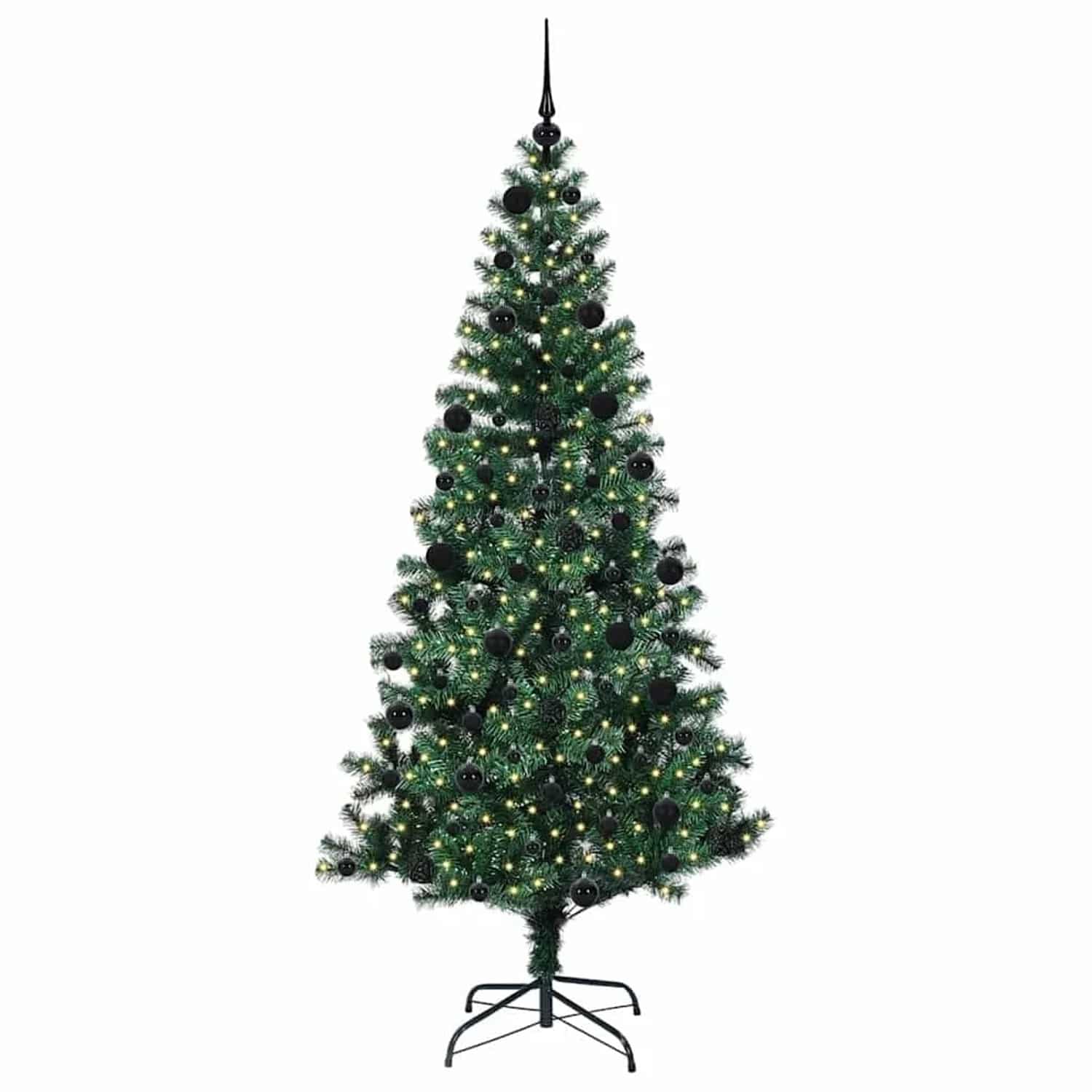 vidaXL Künstlicher Vorbeleuchteter Weihnachtsbaum Grün 210 cm 3396776