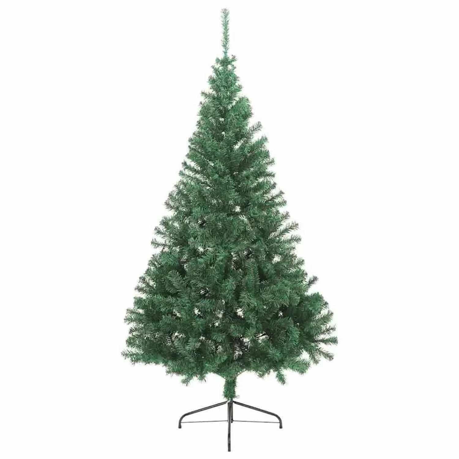 vidaXL Künstlicher Vorbeleuchteter Weihnachtsbaum Grün 210 cm PVC 3397020