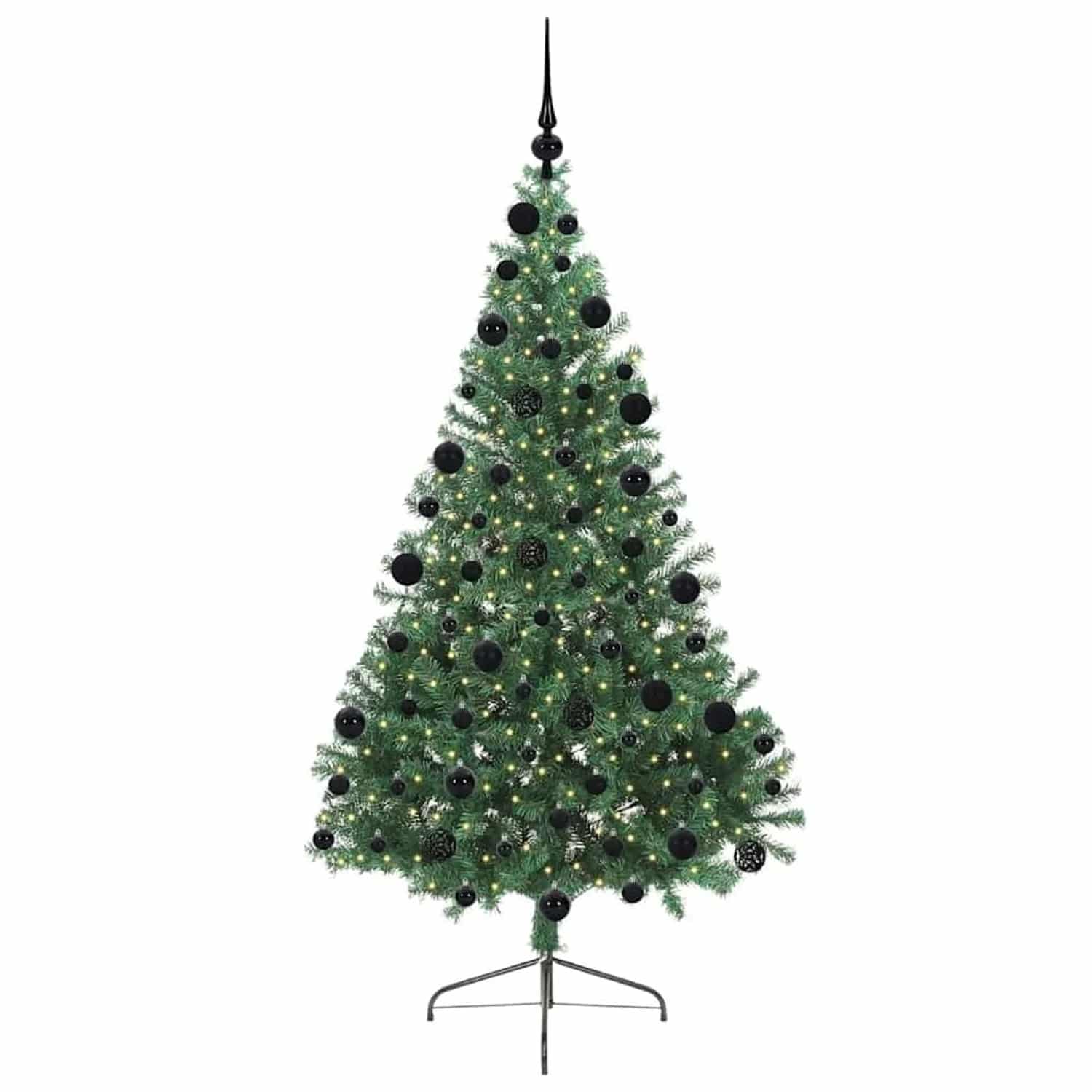 vidaXL Künstlicher Vorbeleuchteter Weihnachtsbaum Grün 210 cm PVC 3397025