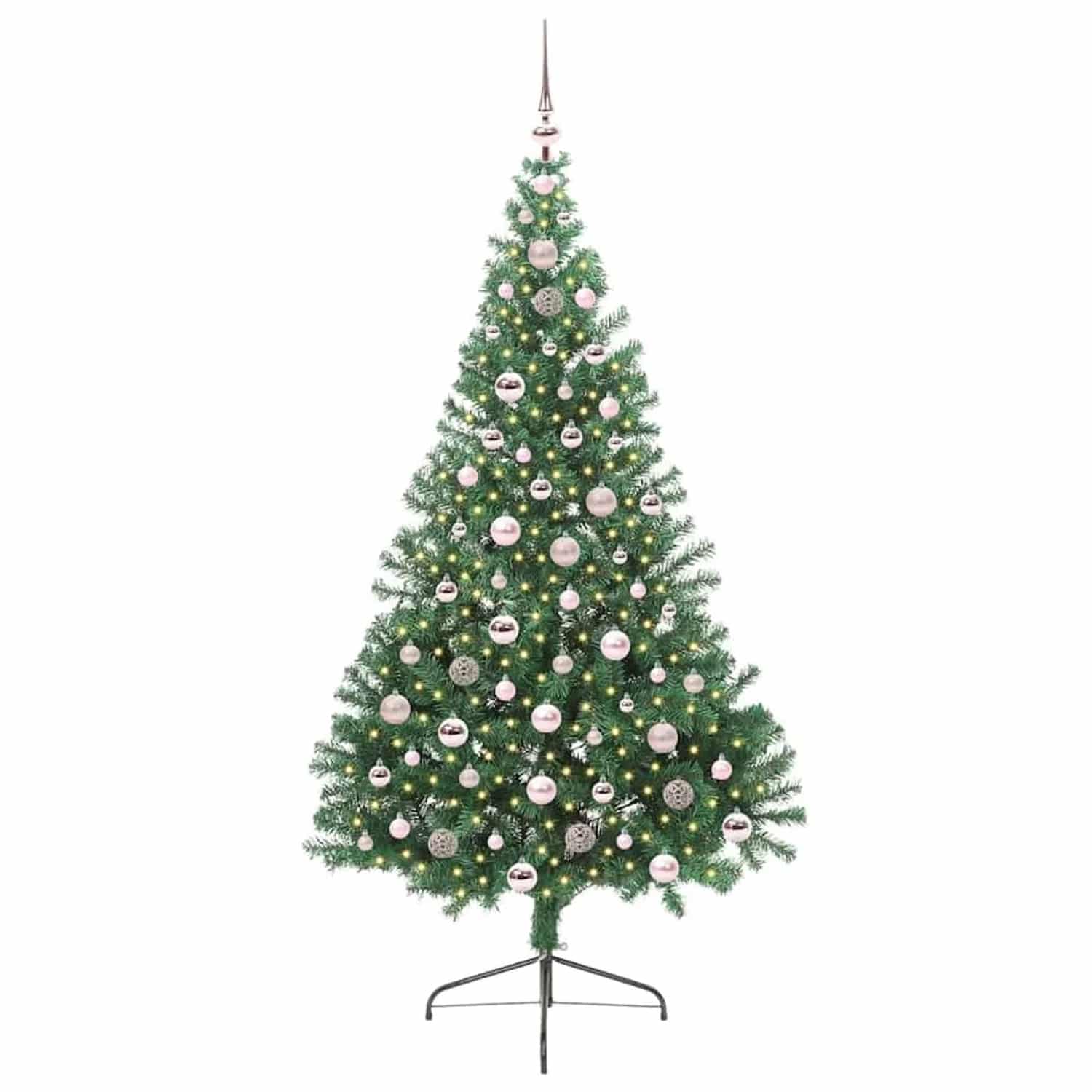 vidaXL Künstlicher Vorbeleuchteter Weihnachtsbaum Grün 210 cm PVC 3397026