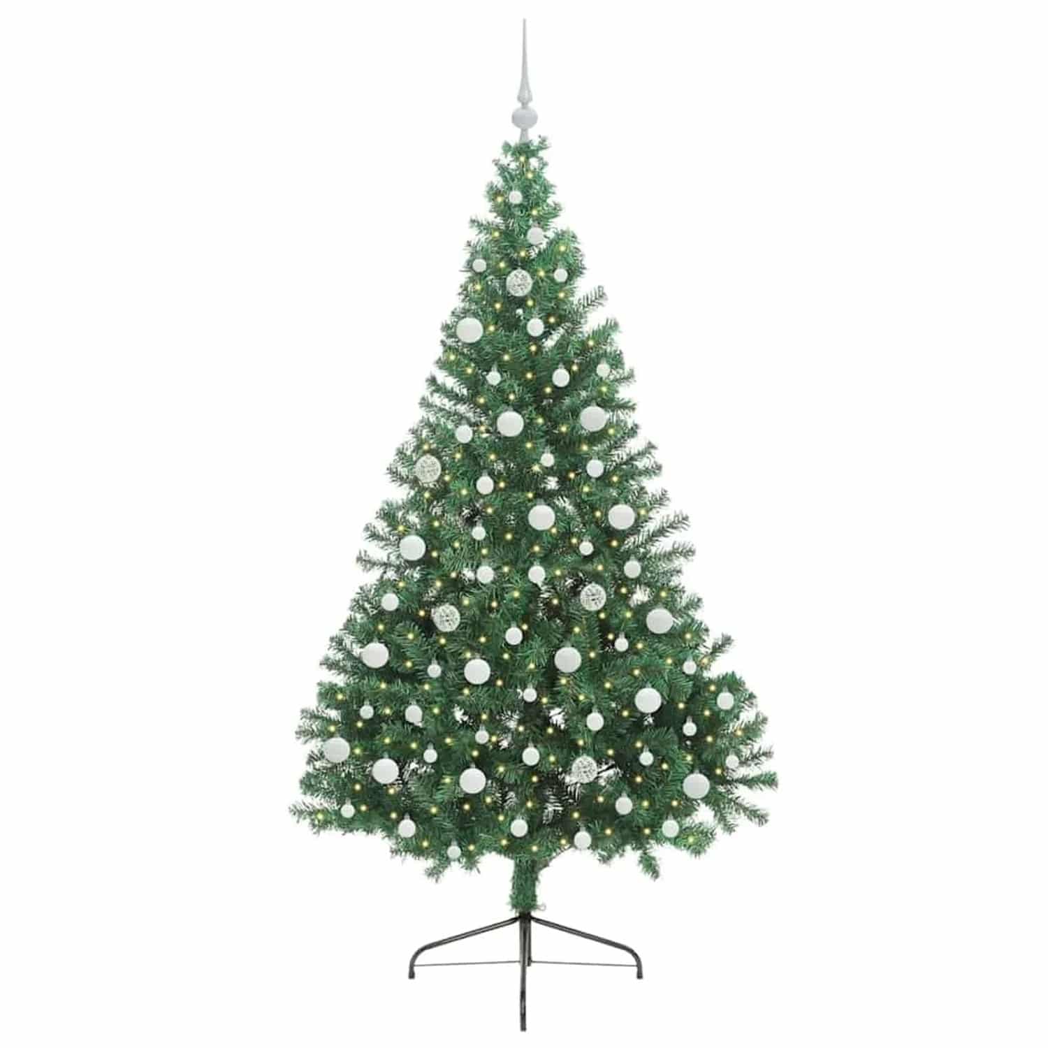 vidaXL Künstlicher Vorbeleuchteter Weihnachtsbaum Grün 210 cm PVC 3397027