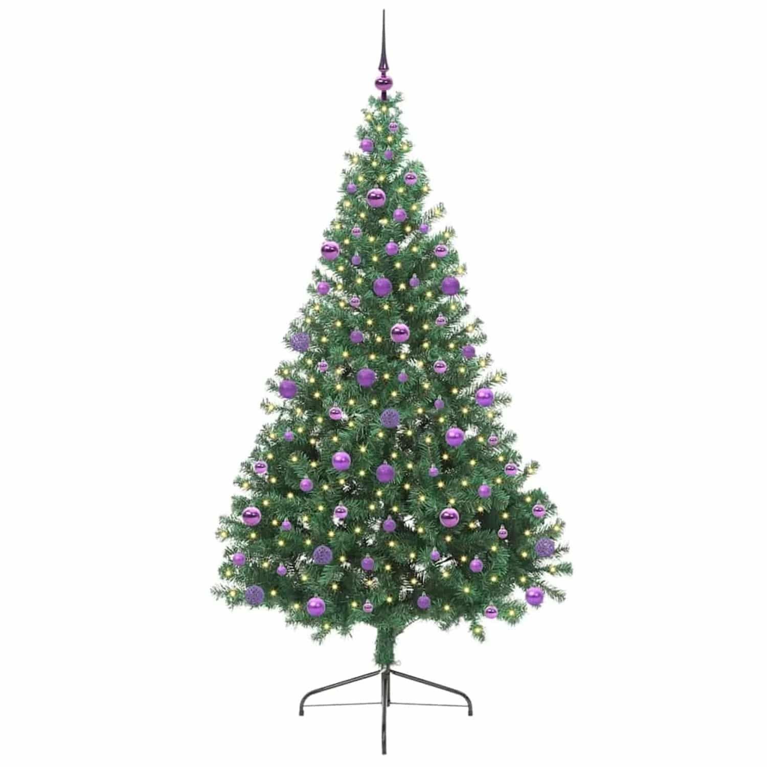 vidaXL Künstlicher Vorbeleuchteter Weihnachtsbaum Grün 210 cm PVC 3397030