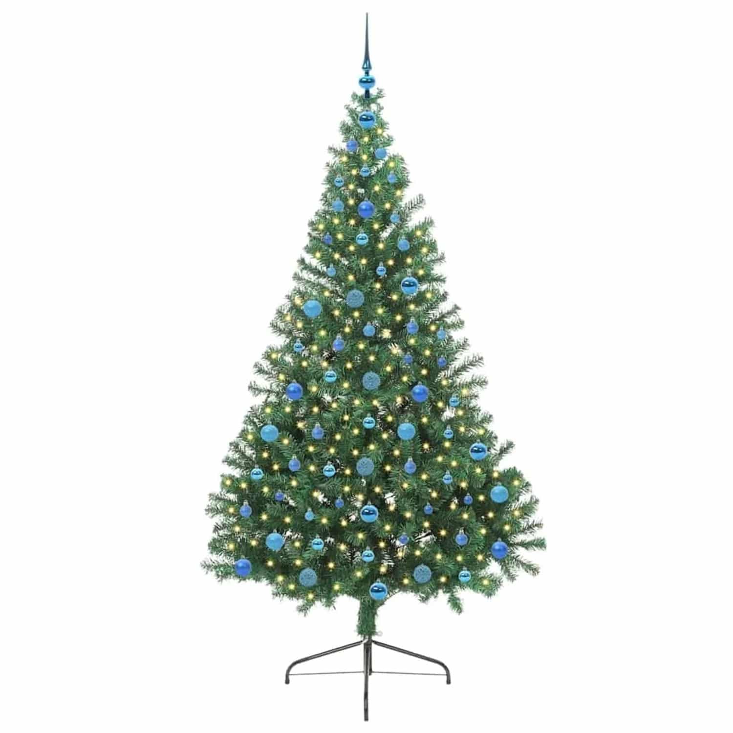 vidaXL Künstlicher Vorbeleuchteter Weihnachtsbaum Grün 210 cm PVC 3397031