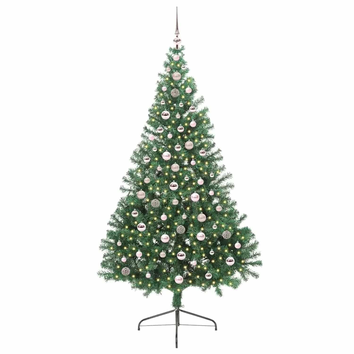 vidaXL Künstlicher Vorbeleuchteter Weihnachtsbaum Grün 240 cm PVC 3397039