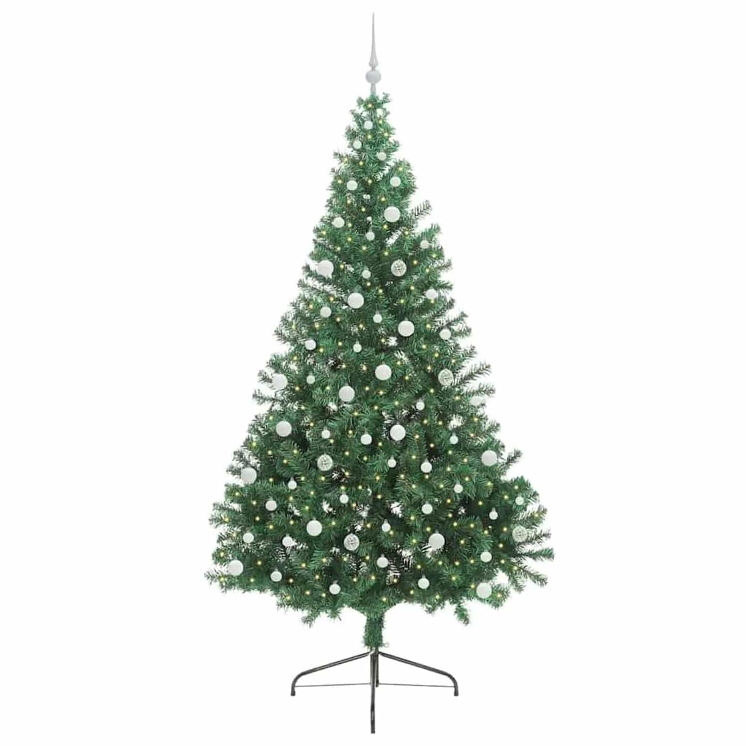 vidaXL Künstlicher Vorbeleuchteter Weihnachtsbaum Grün 240 cm PVC 3397040