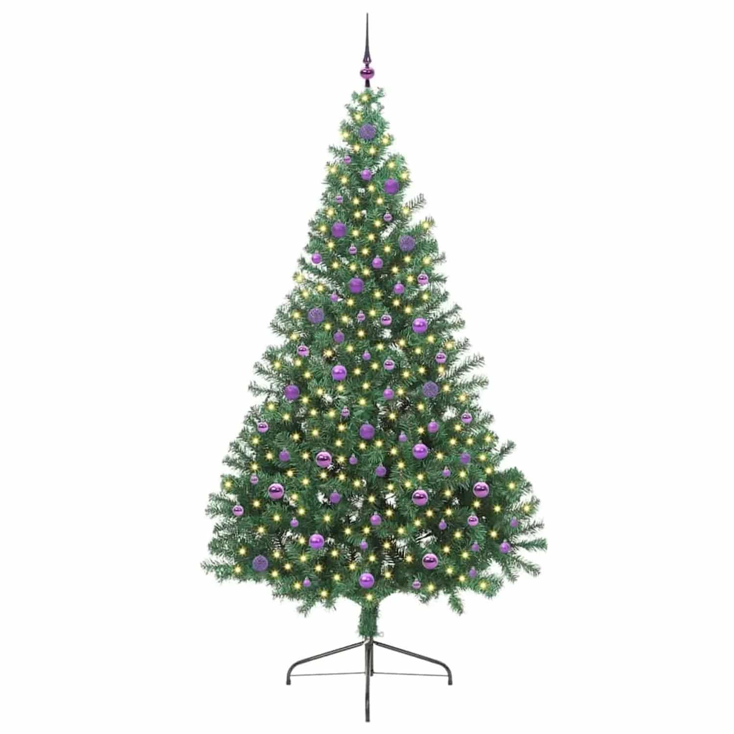vidaXL Künstlicher Vorbeleuchteter Weihnachtsbaum Grün 240 cm PVC 3397043