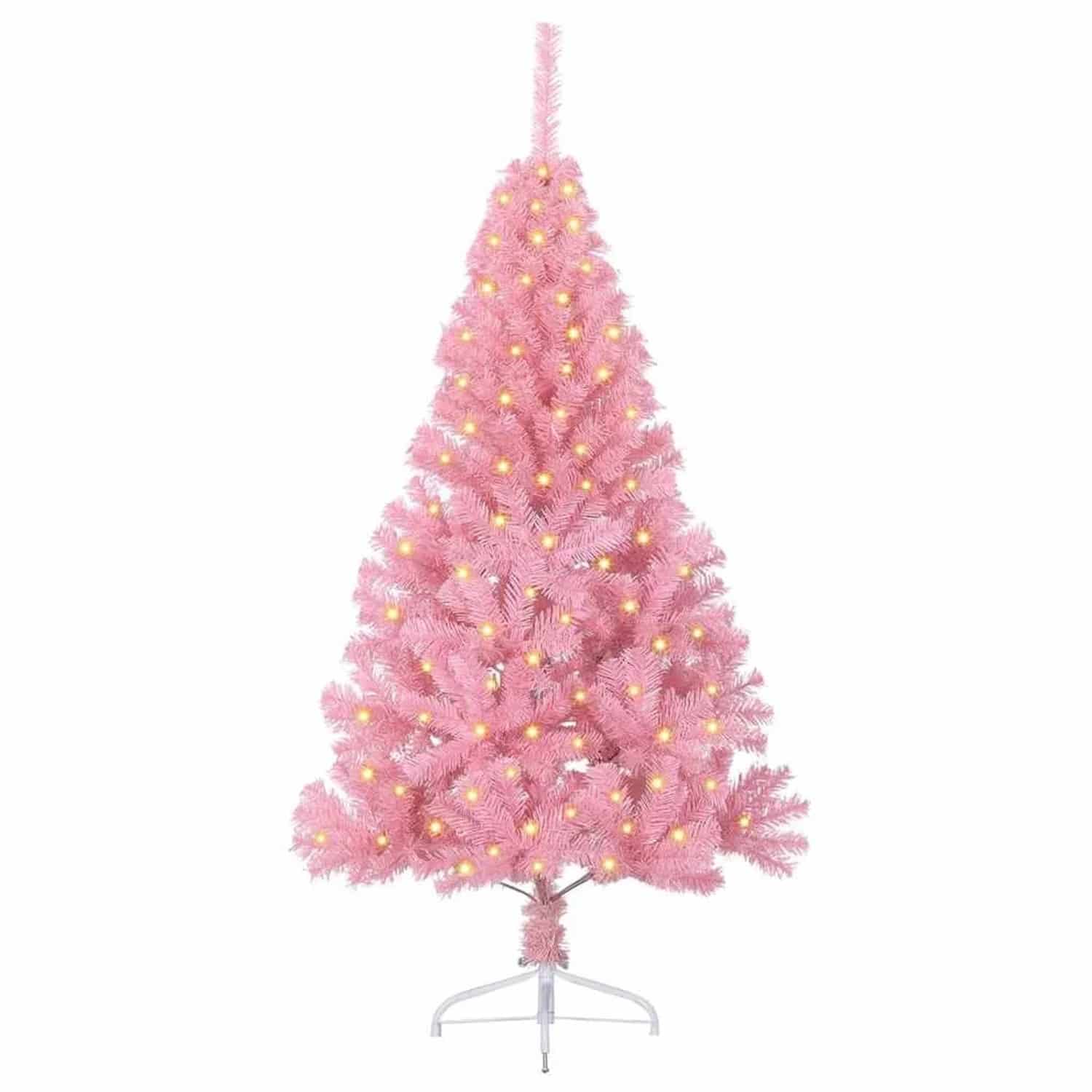 vidaXL Künstlicher Vorbeleuchteter Weihnachtsbaum Rosa 150 cm PVC 3397059