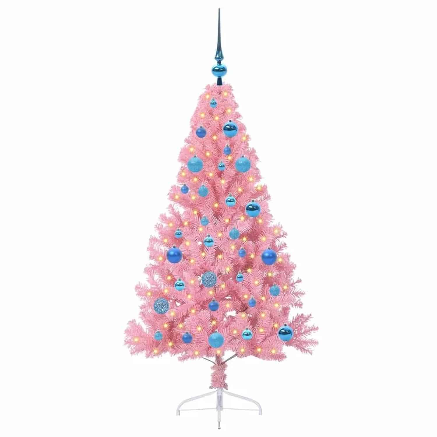 vidaXL Künstlicher Vorbeleuchteter Weihnachtsbaum Rosa 150 cm PVC 3397070