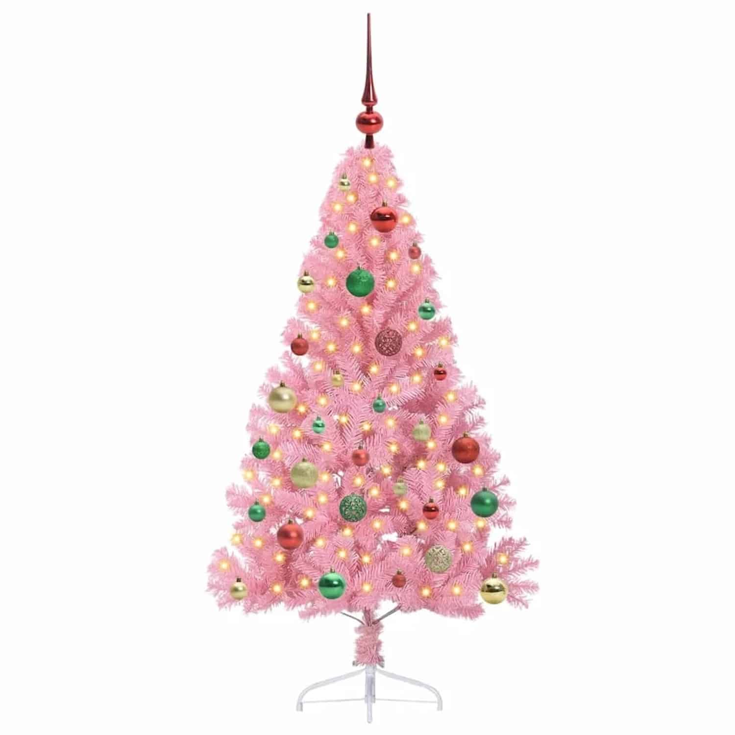 vidaXL Künstlicher Vorbeleuchteter Weihnachtsbaum Rosa 150 cm PVC 3397071