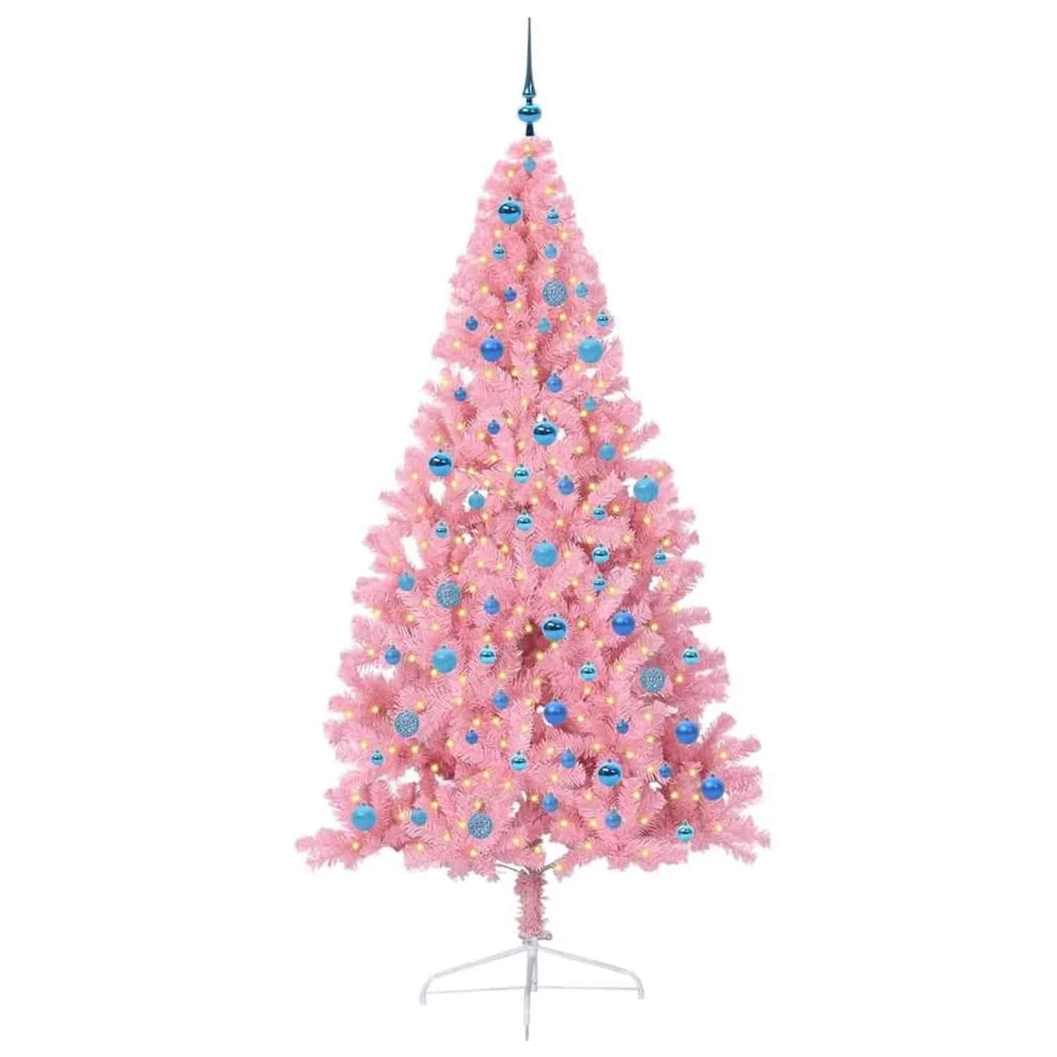 vidaXL Künstlicher Vorbeleuchteter Weihnachtsbaum Rosa 240 cm PVC 3397109