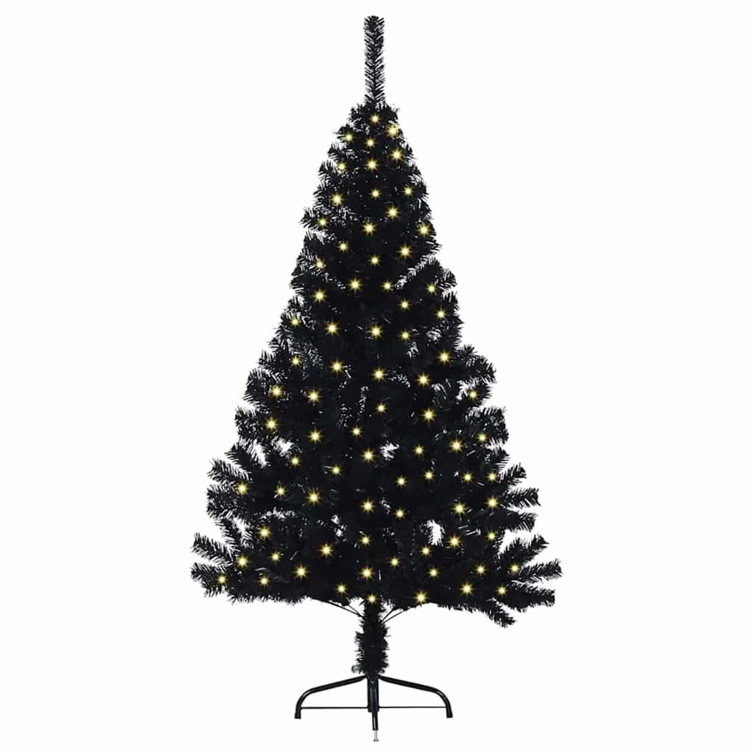 vidaXL Künstlicher Vorbeleuchteter Weihnachtsbaum Schwarz 120 cm PVC 3397111