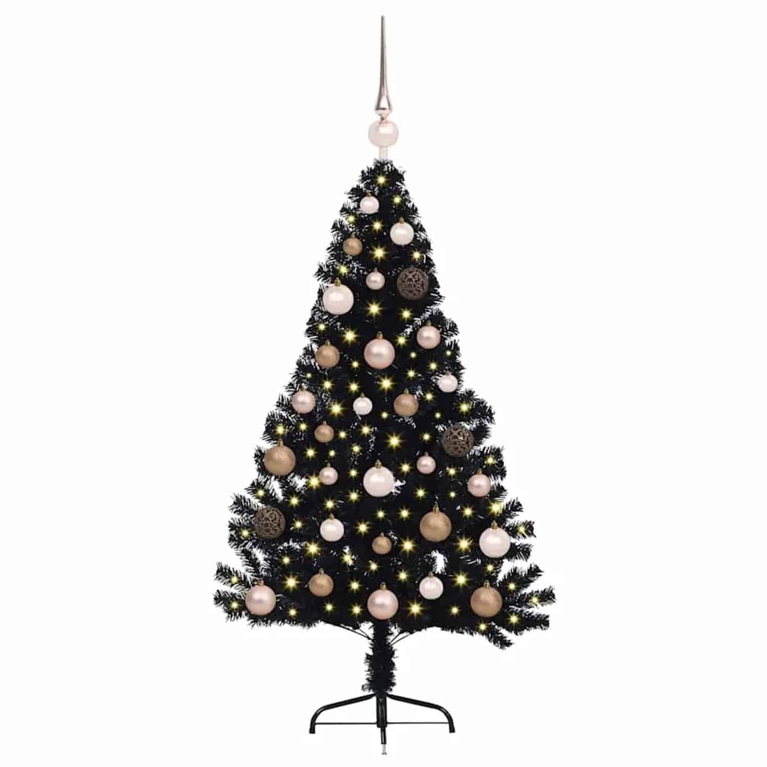 vidaXL Künstlicher Vorbeleuchteter Weihnachtsbaum Schwarz 120 cm PVC 3397113