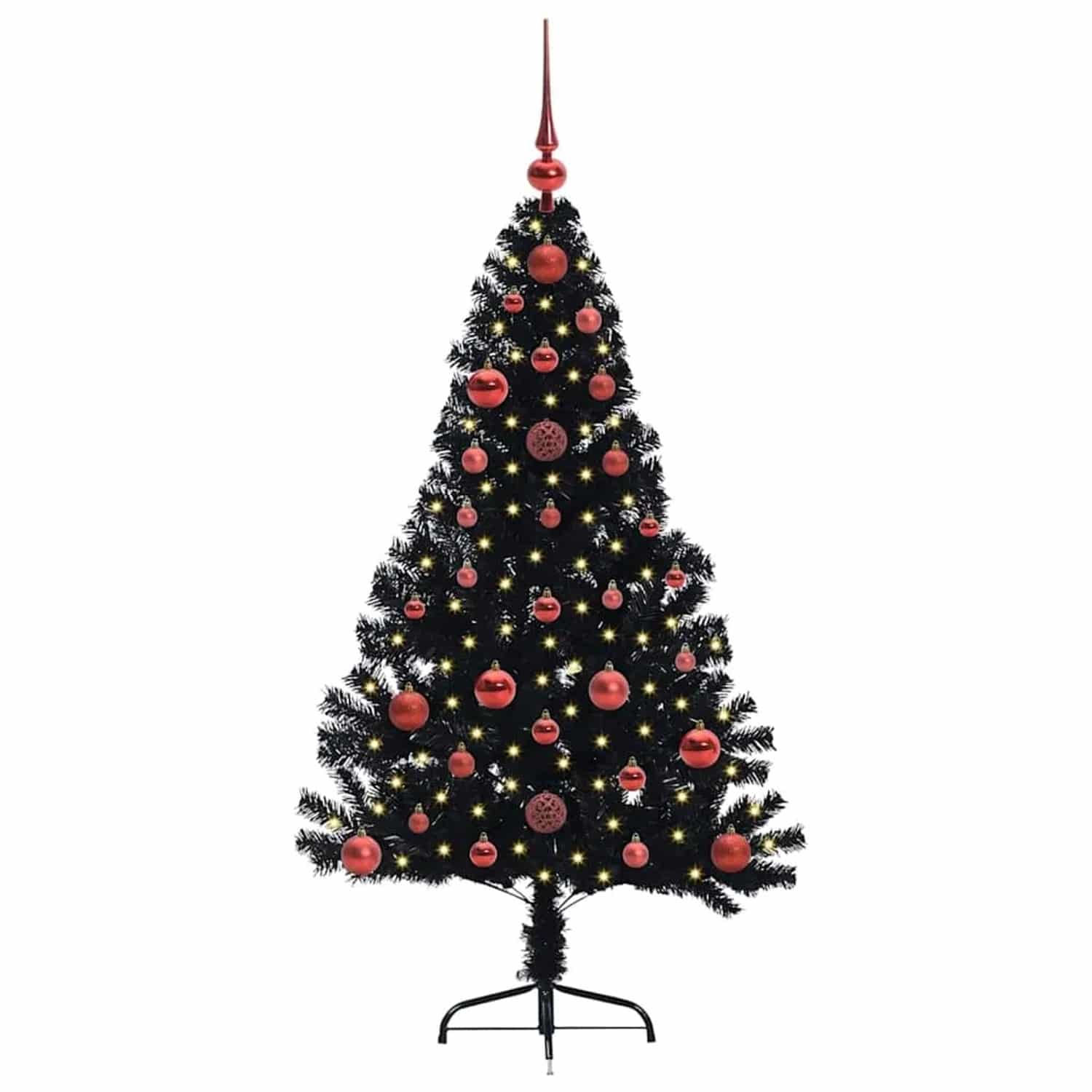 vidaXL Künstlicher Vorbeleuchteter Weihnachtsbaum Schwarz 120 cm PVC 3397115