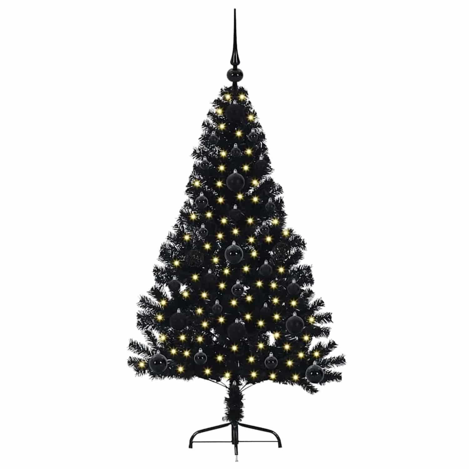 vidaXL Künstlicher Vorbeleuchteter Weihnachtsbaum Schwarz 120 cm PVC 3397116