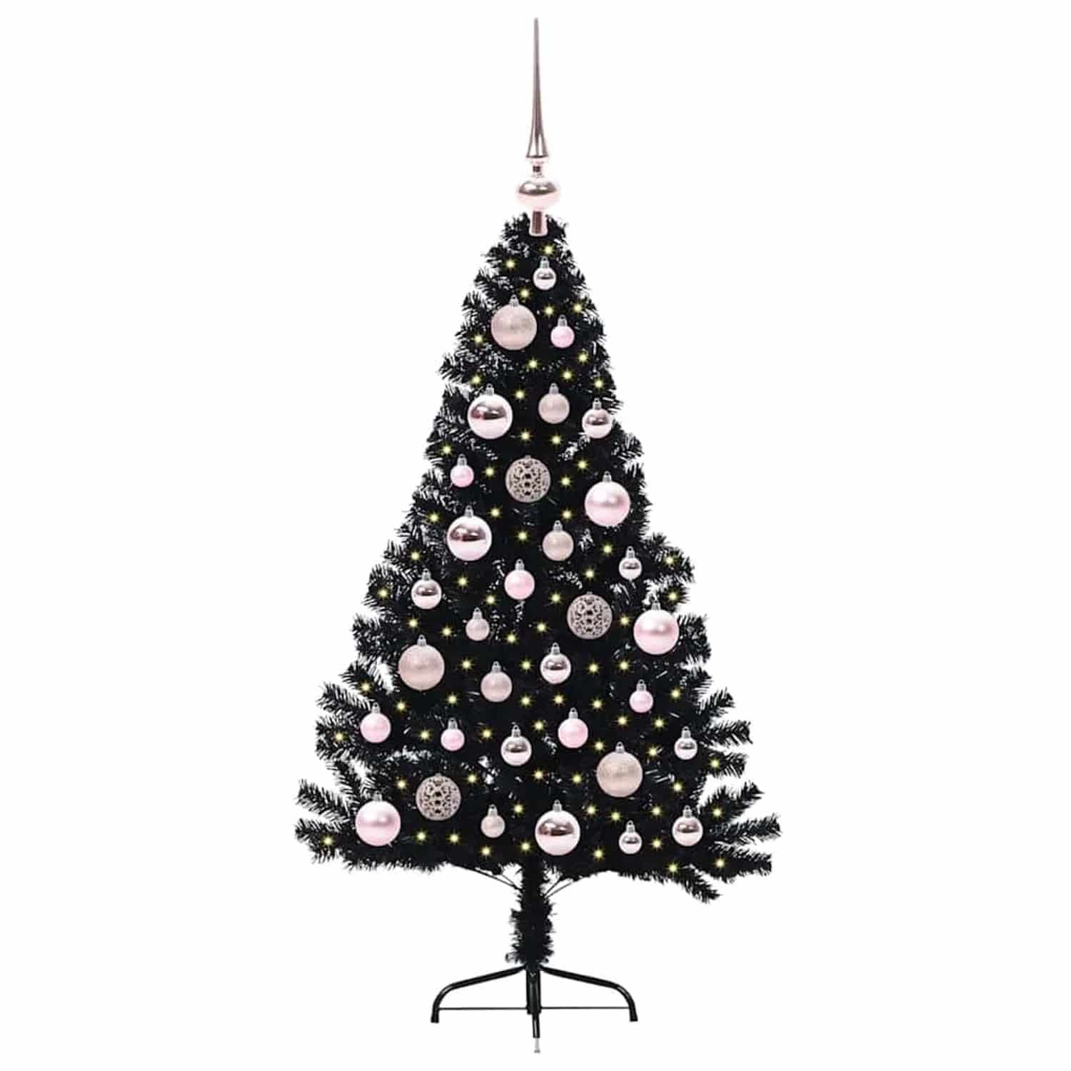 vidaXL Künstlicher Vorbeleuchteter Weihnachtsbaum Schwarz 120 cm PVC 3397117