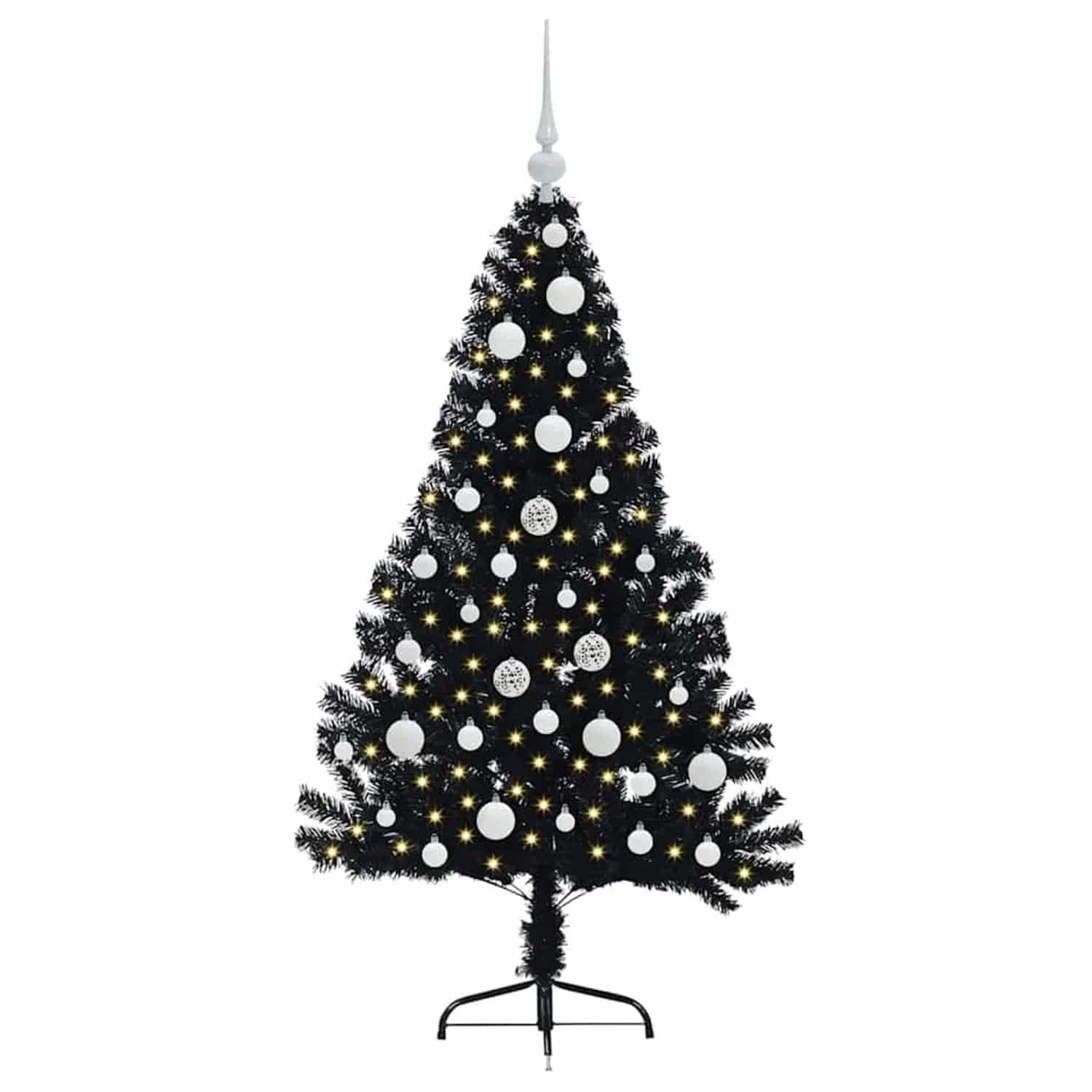 vidaXL Künstlicher Vorbeleuchteter Weihnachtsbaum Schwarz 120 cm PVC 3397118