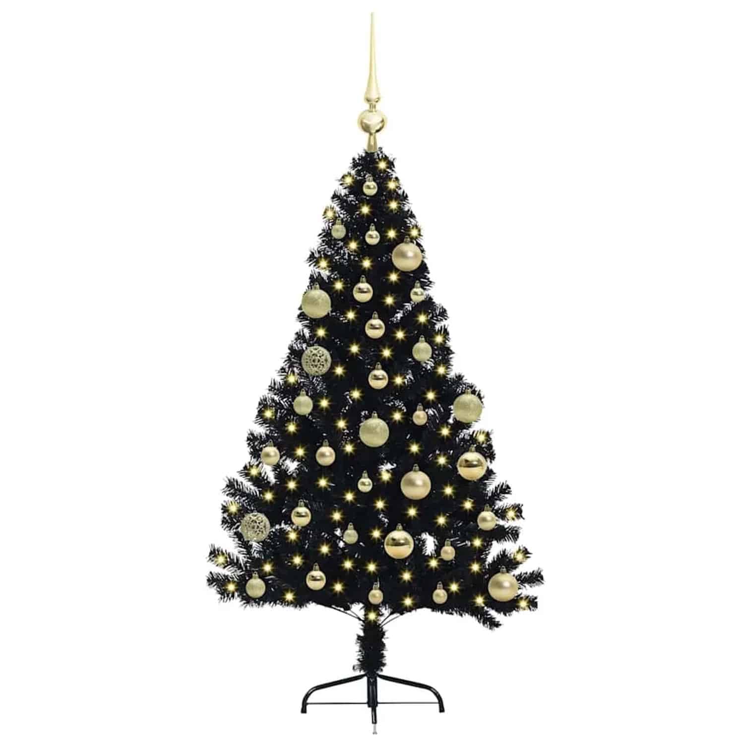 vidaXL Künstlicher Vorbeleuchteter Weihnachtsbaum Schwarz 120 cm PVC 3397119