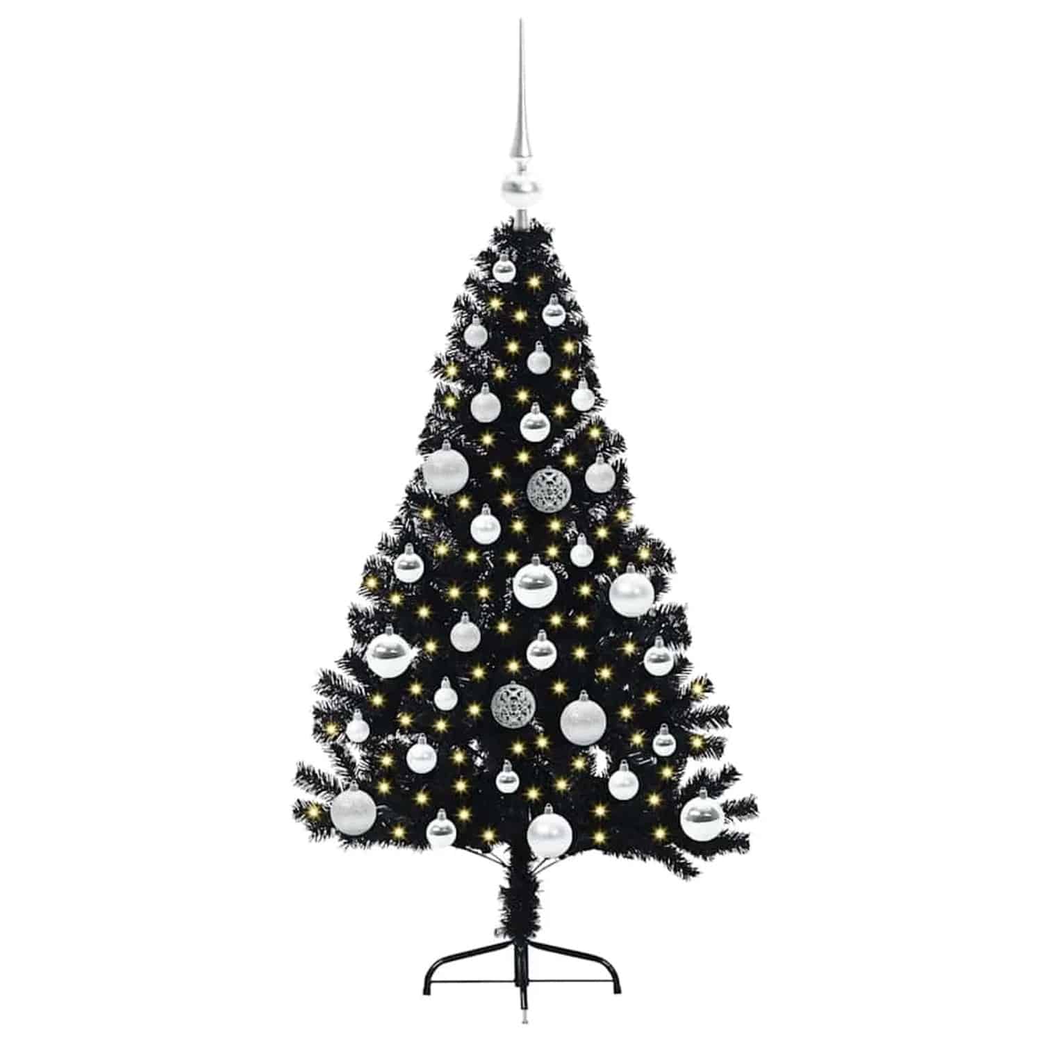 vidaXL Künstlicher Vorbeleuchteter Weihnachtsbaum Schwarz 120 cm PVC 3397120