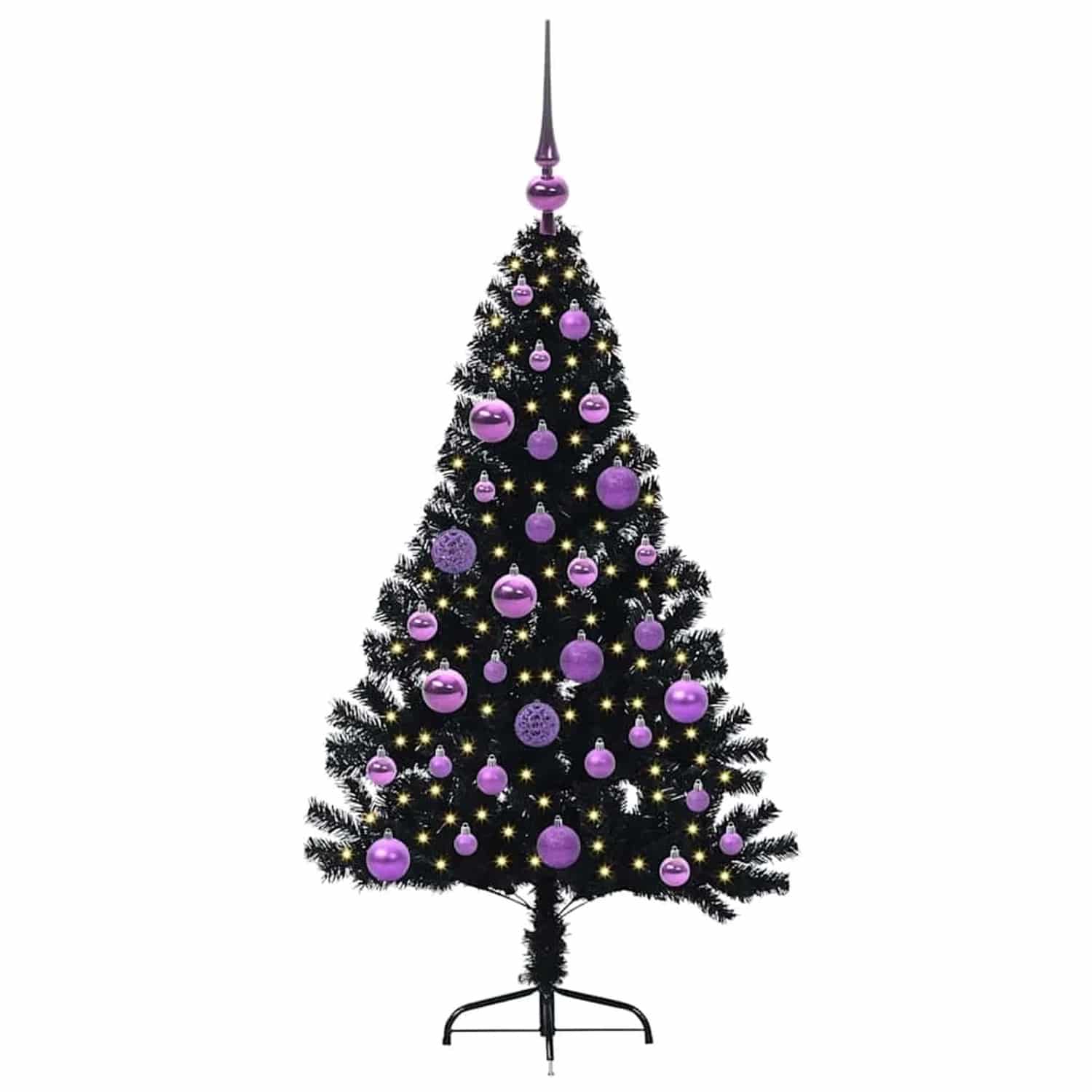 vidaXL Künstlicher Vorbeleuchteter Weihnachtsbaum Schwarz 120 cm PVC 3397121