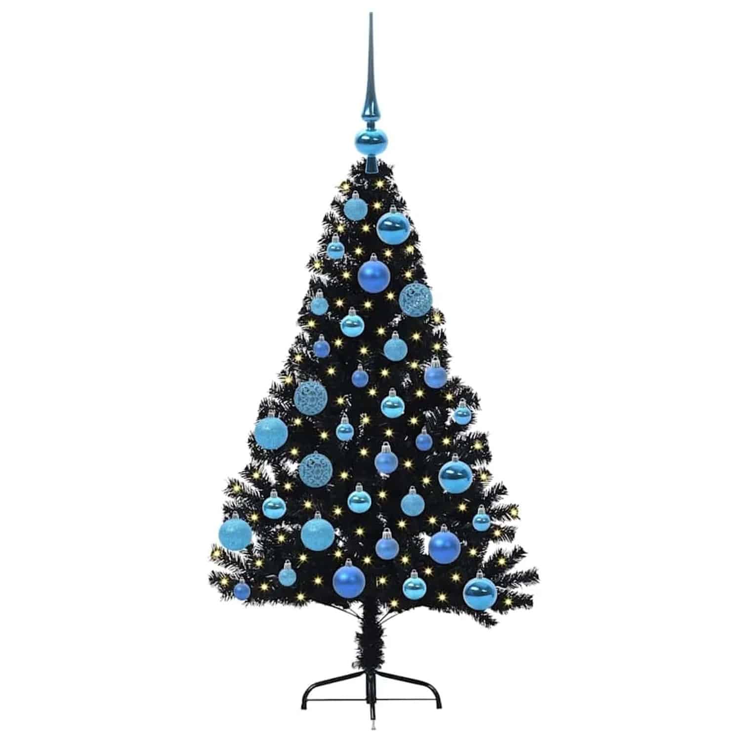 vidaXL Künstlicher Vorbeleuchteter Weihnachtsbaum Schwarz 120 cm PVC 3397122