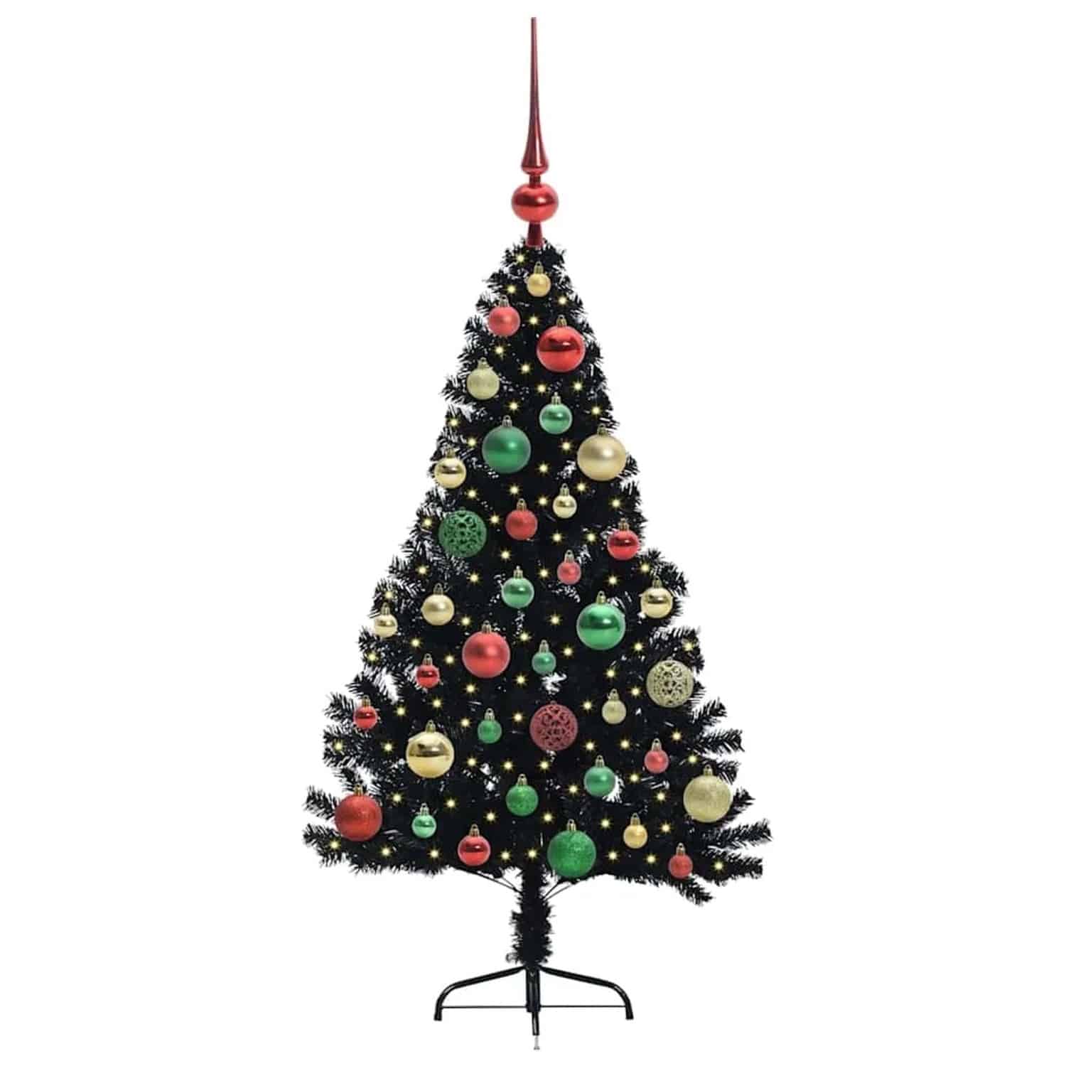 vidaXL Künstlicher Vorbeleuchteter Weihnachtsbaum Schwarz 120 cm PVC 3397123