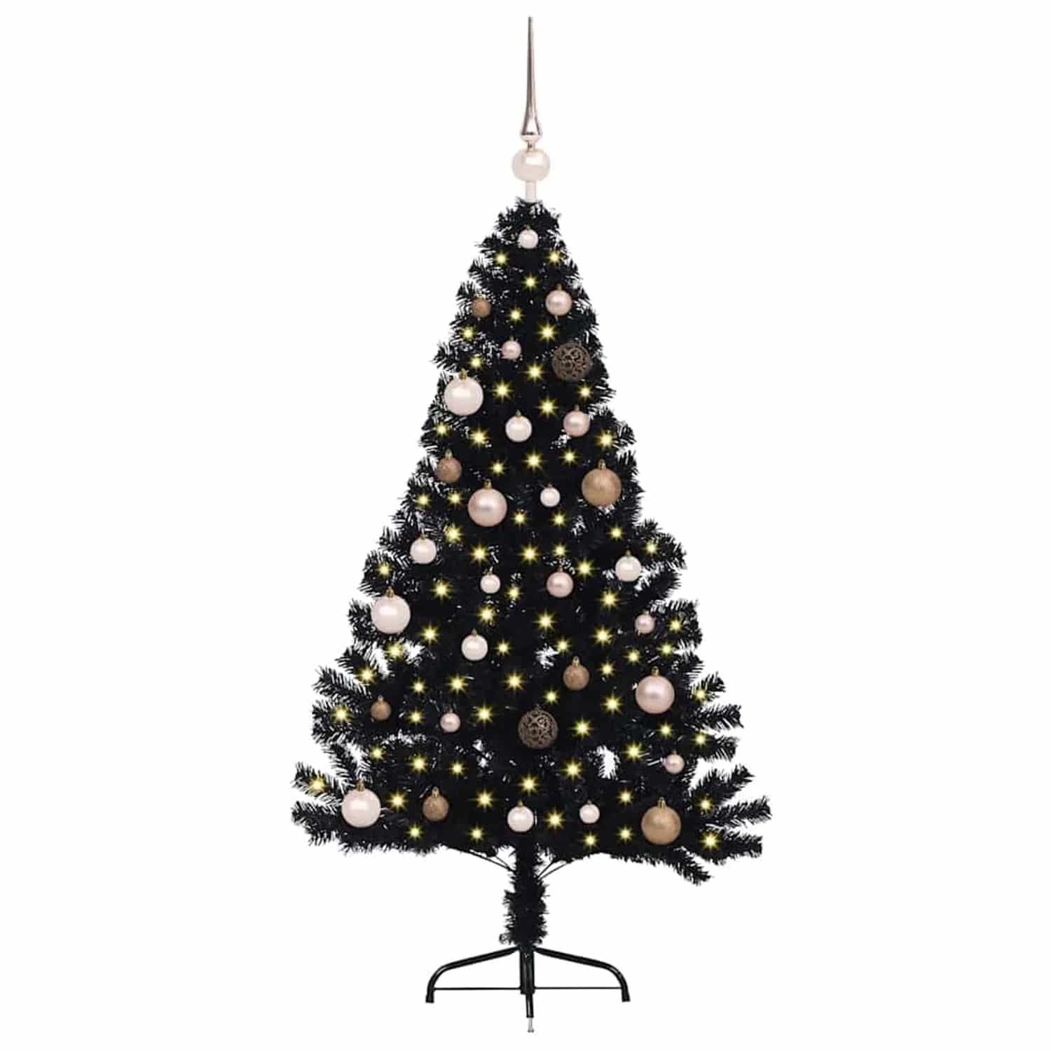 vidaXL Künstlicher Vorbeleuchteter Weihnachtsbaum Schwarz 150 cm PVC 3397126
