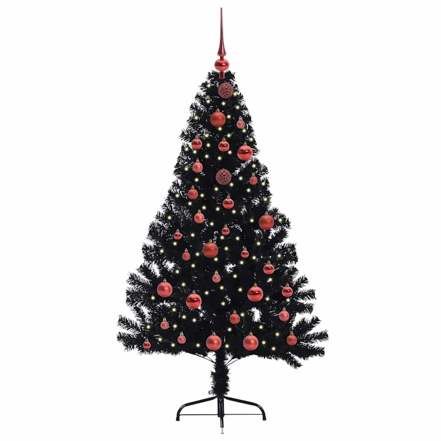 vidaXL Künstlicher Vorbeleuchteter Weihnachtsbaum Schwarz 150 cm PVC 3397128
