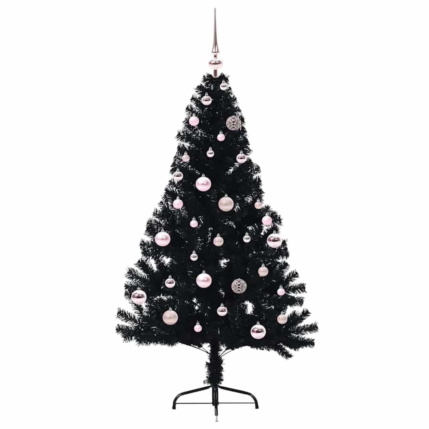 vidaXL Künstlicher Vorbeleuchteter Weihnachtsbaum Schwarz 150 cm PVC 3397130