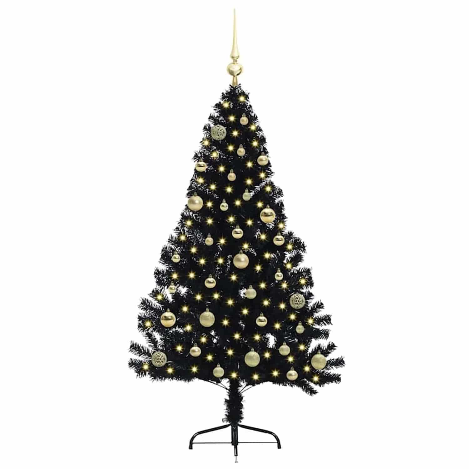 vidaXL Künstlicher Vorbeleuchteter Weihnachtsbaum Schwarz 150 cm PVC 3397132