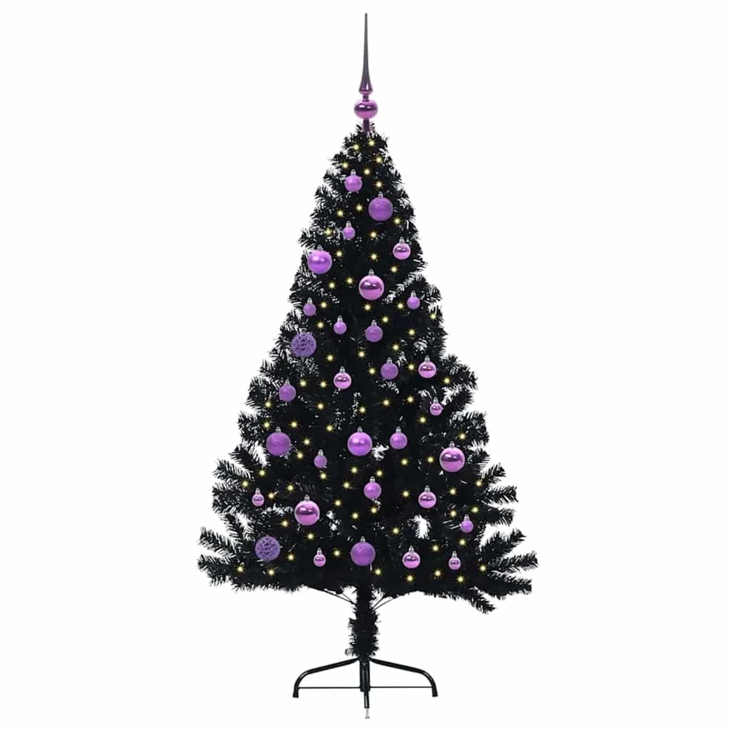 vidaXL Künstlicher Vorbeleuchteter Weihnachtsbaum Schwarz 150 cm PVC 3397134