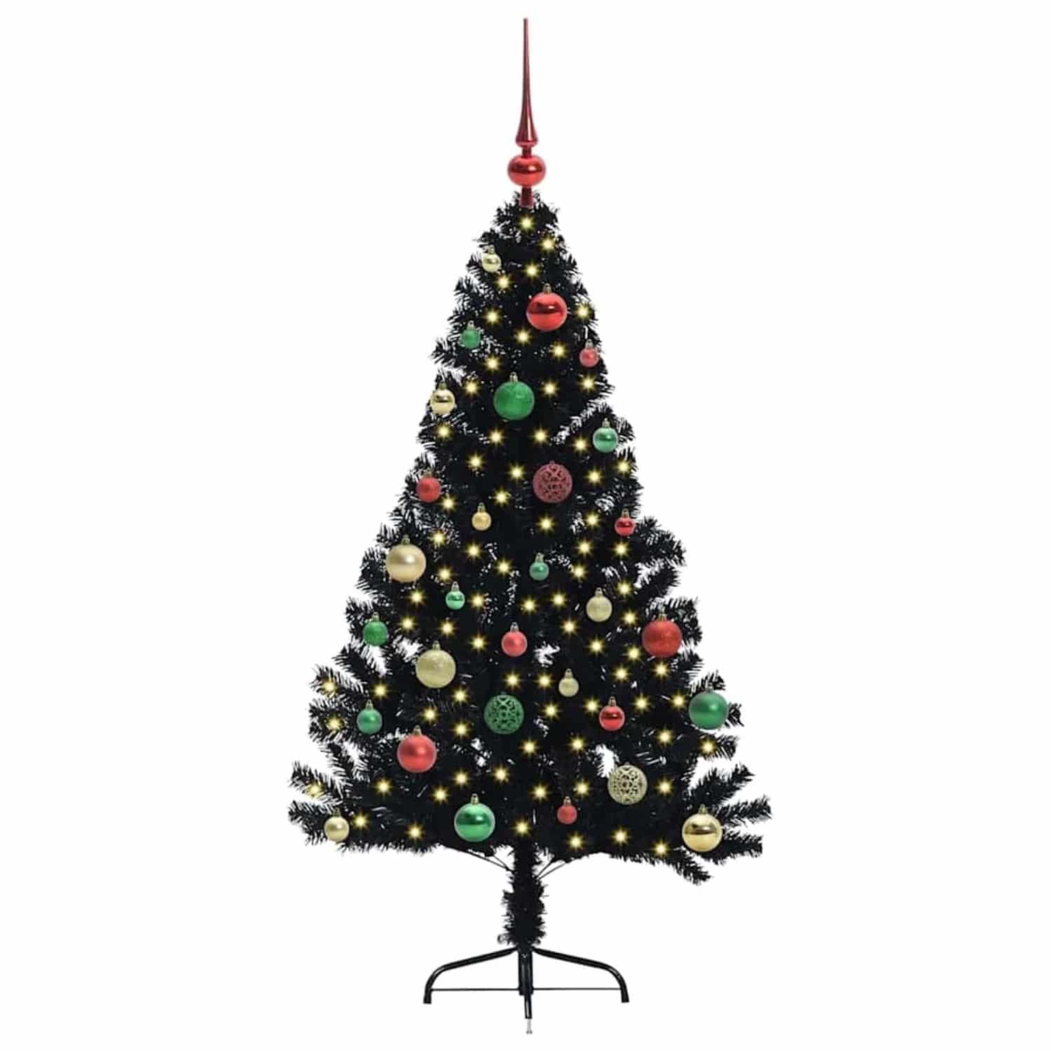 vidaXL Künstlicher Vorbeleuchteter Weihnachtsbaum Schwarz 150 cm PVC 3397136