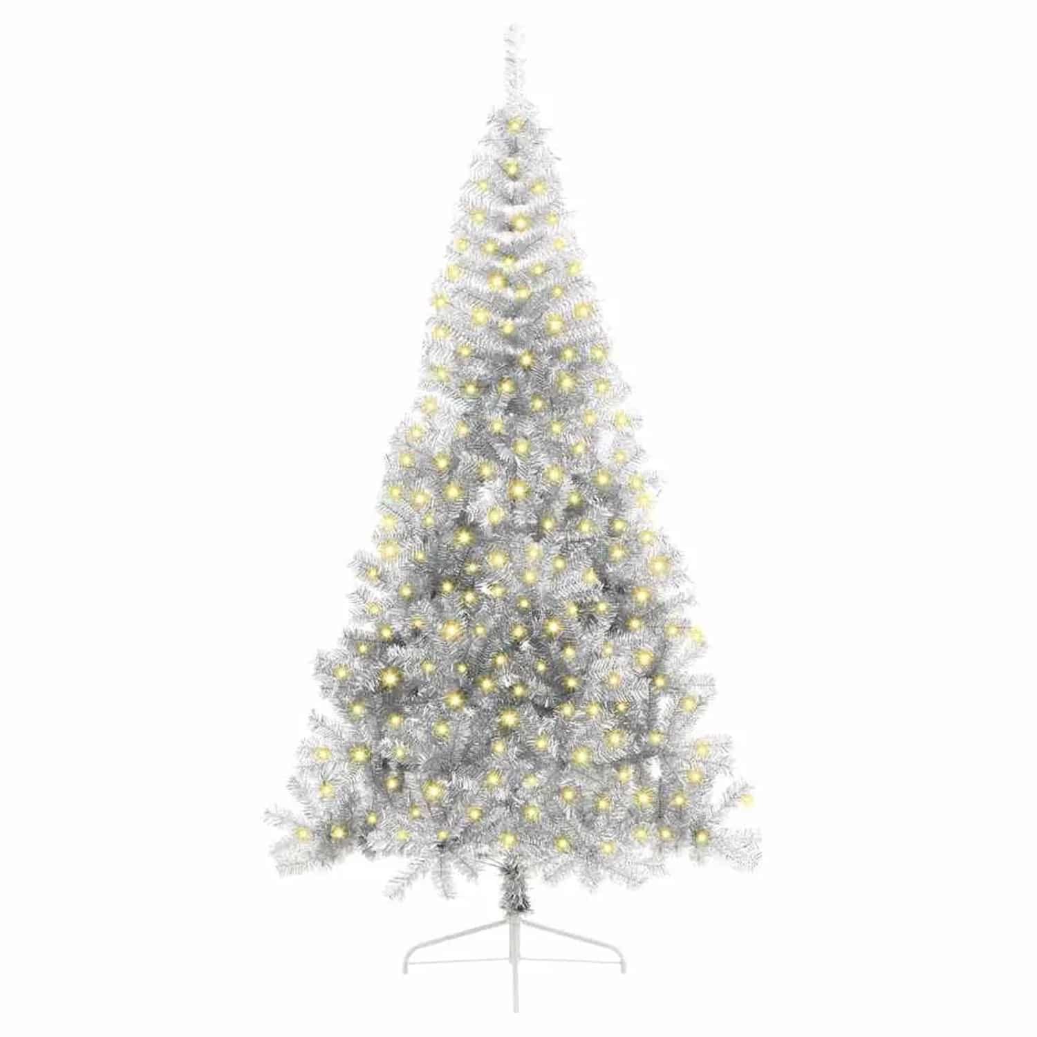 vidaXL Künstlicher Vorbeleuchteter Weihnachtsbaum Silber 240 cm PET 3397228