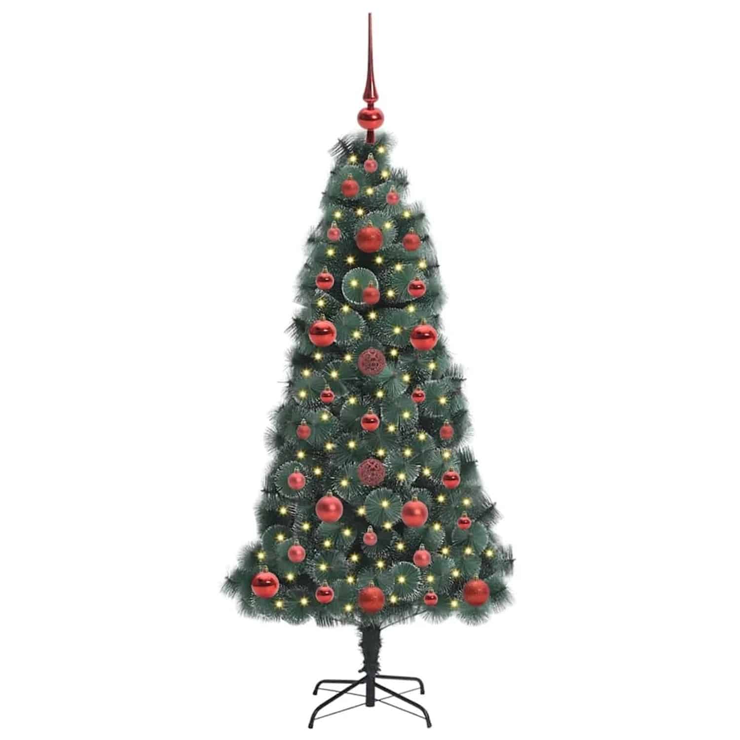 vidaXL Künstlicher Vorbeleuchteter Weihnachtsbaum mit Kugelset 120 cm 3396141