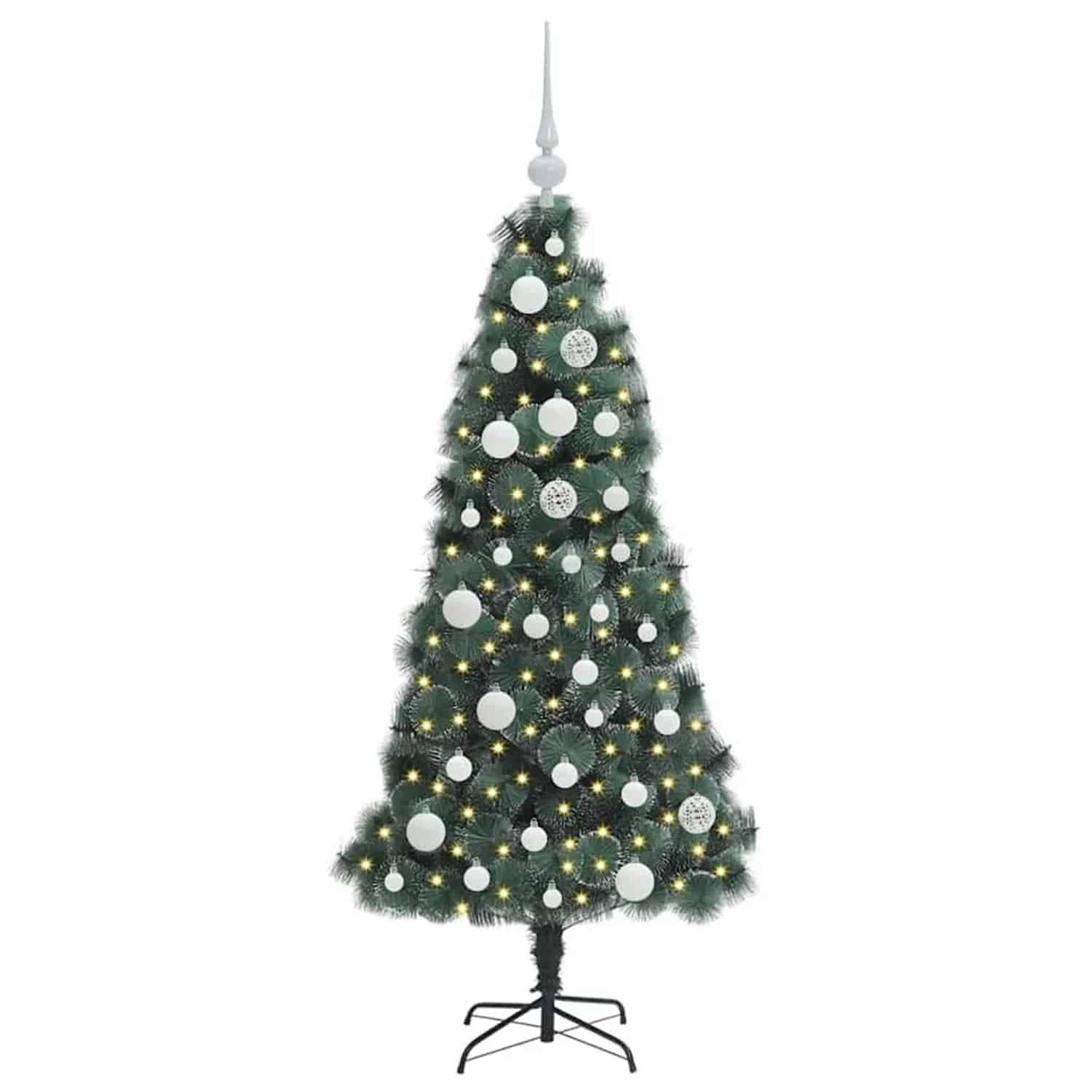 vidaXL Künstlicher Vorbeleuchteter Weihnachtsbaum mit Kugelset 120 cm 3396144