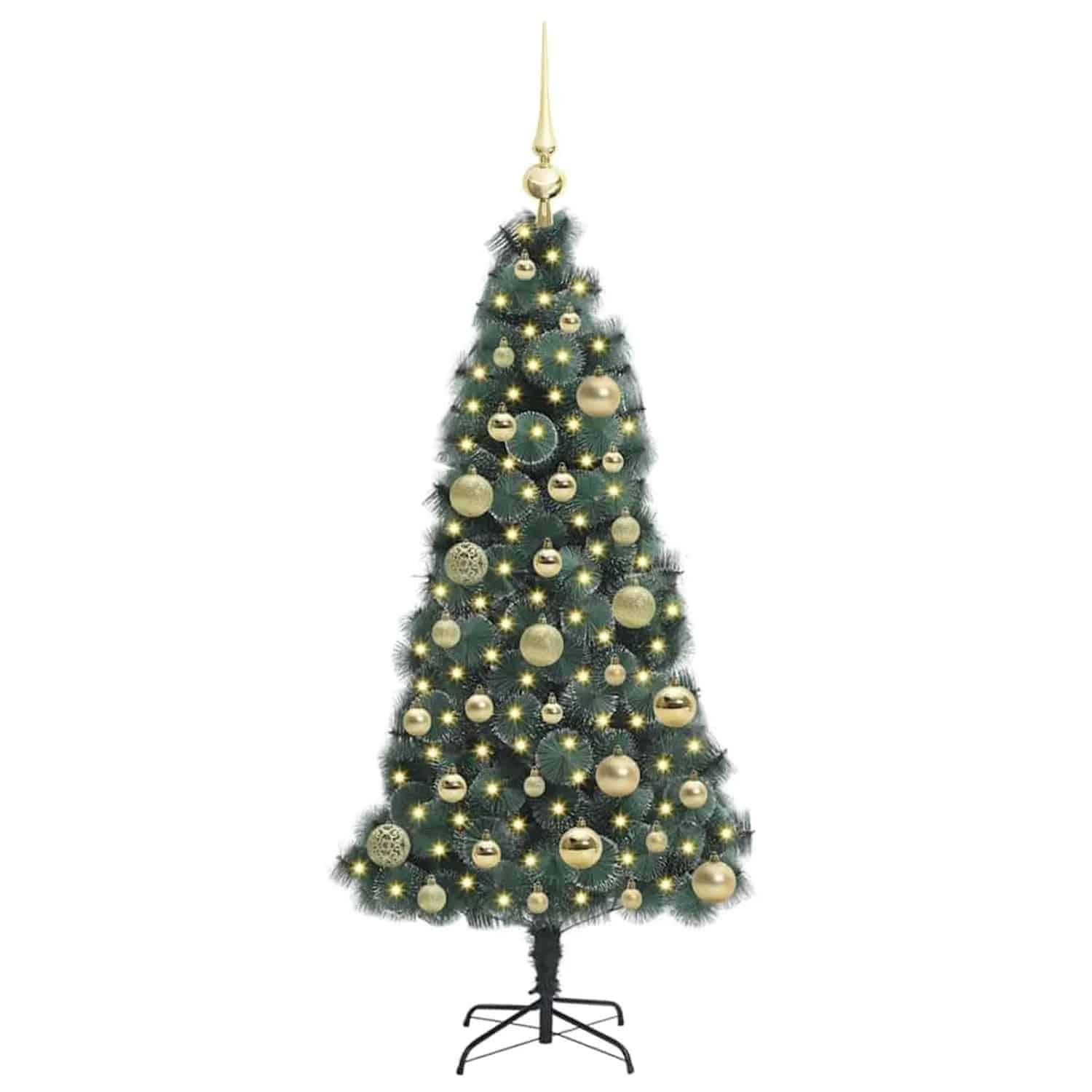 vidaXL Künstlicher Vorbeleuchteter Weihnachtsbaum mit Kugelset 120 cm 3396145