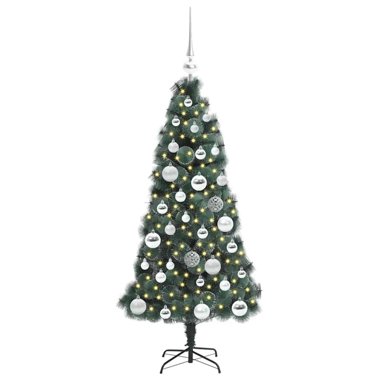 vidaXL Künstlicher Vorbeleuchteter Weihnachtsbaum mit Kugelset 120 cm 3396146